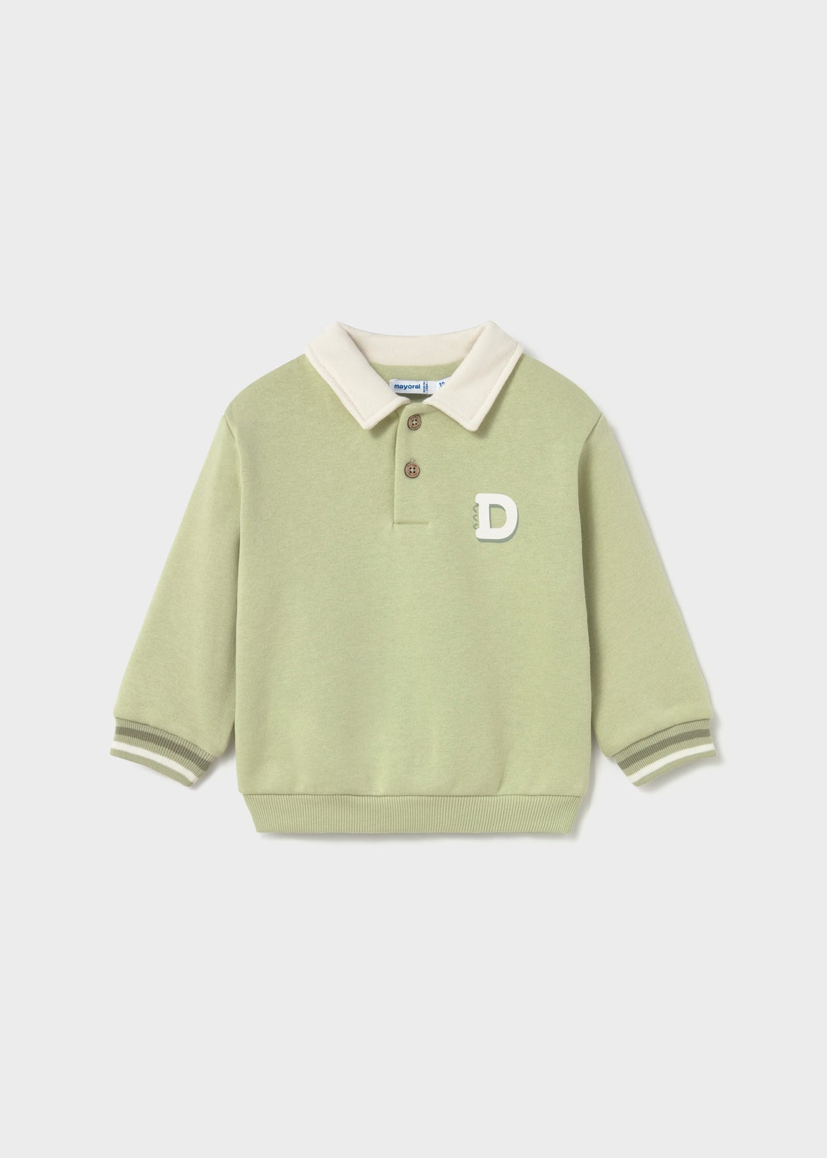 Sudadera cuello polo serigrafía bebé
