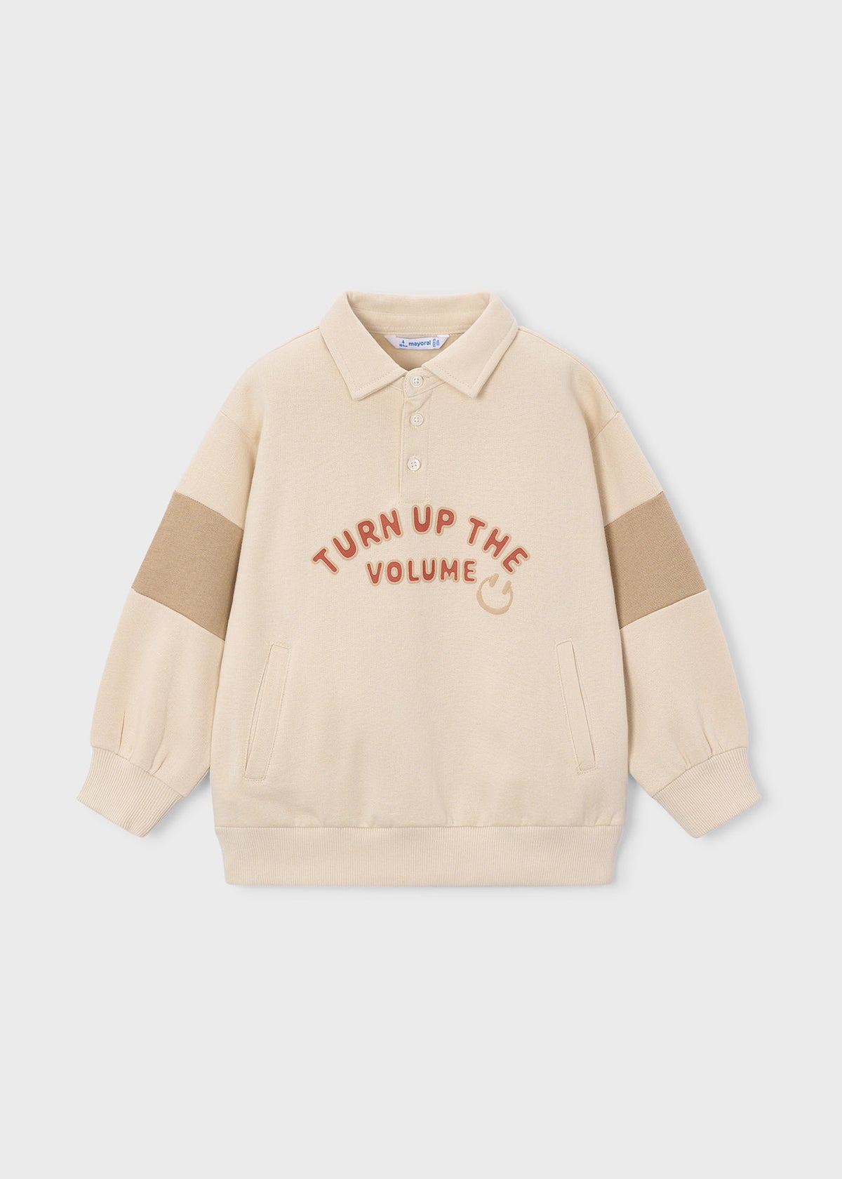 Sudadera cuello polo bandas niño
