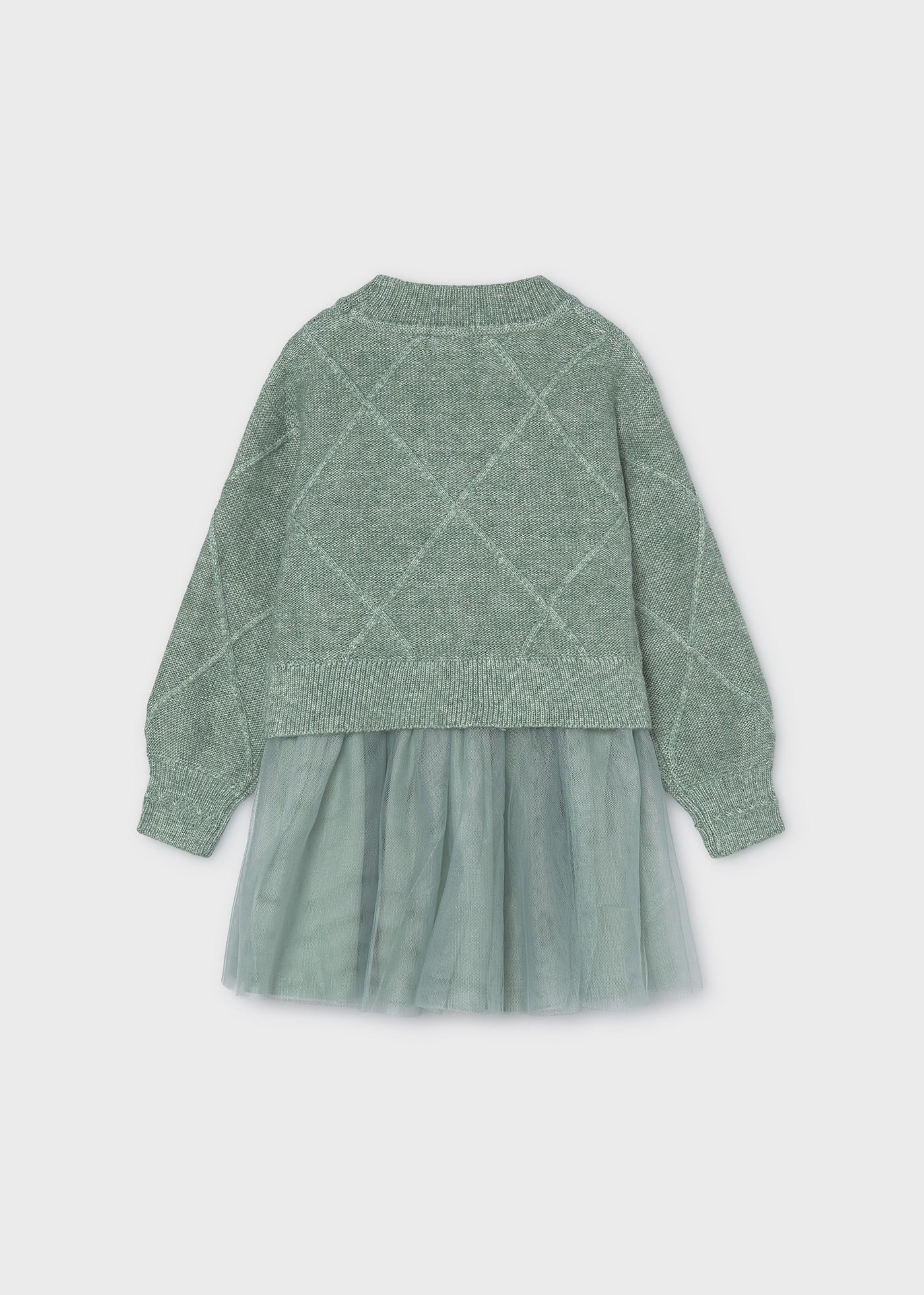 Vestido tricot combinado lazos niña