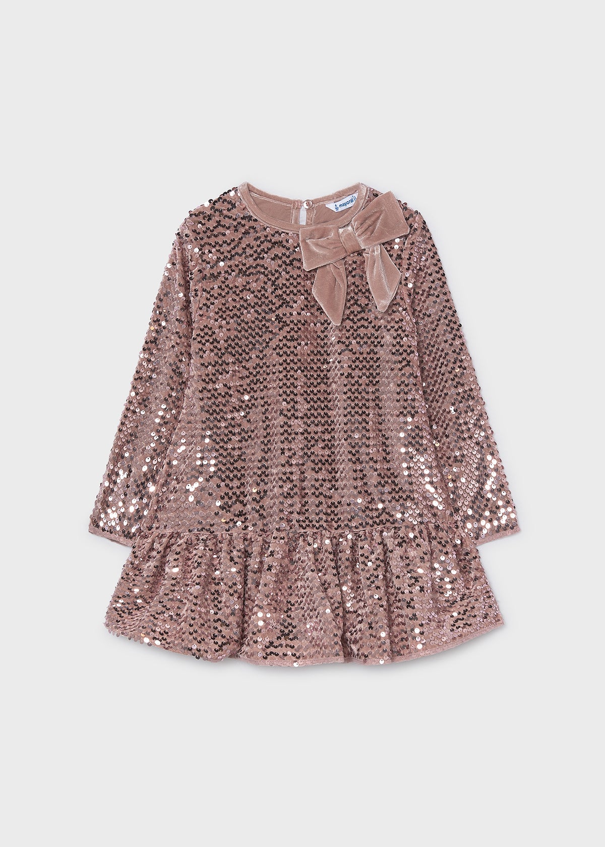 Vestido terciopelo lentejuelas lazo niña