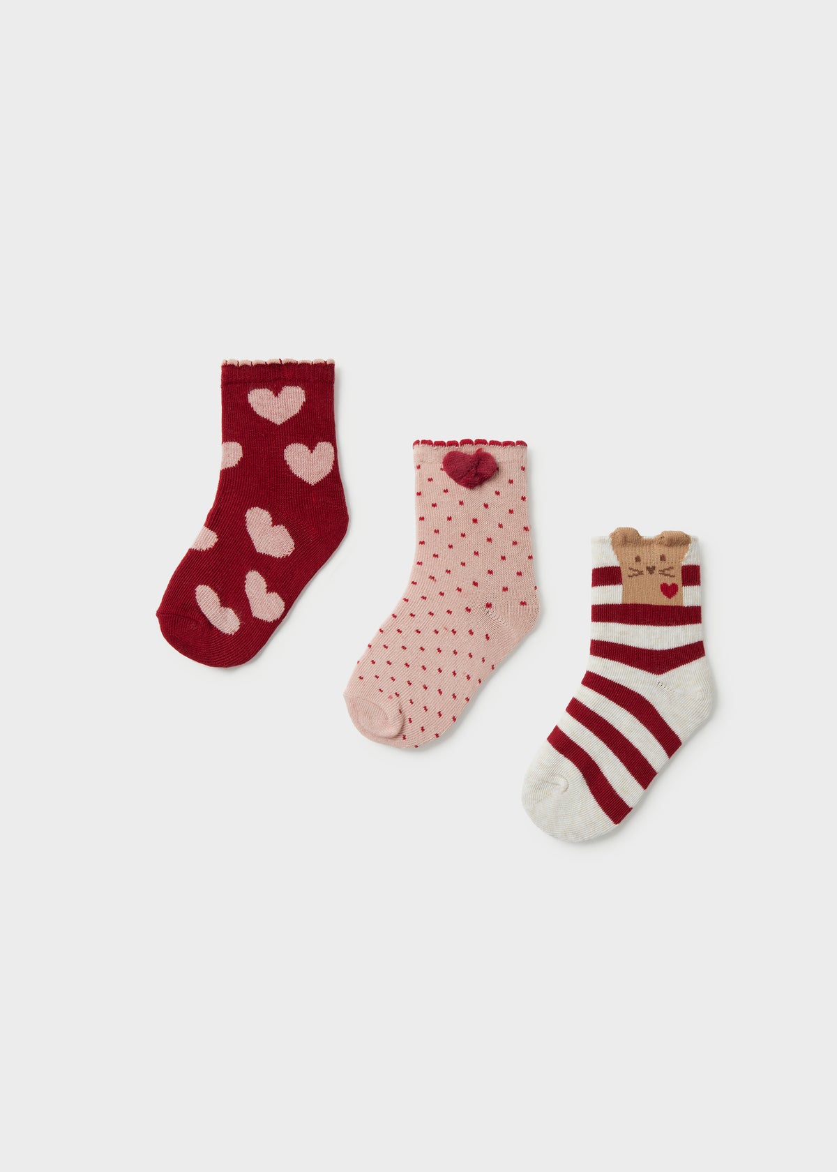 Set 3 calcetines corazones bebé