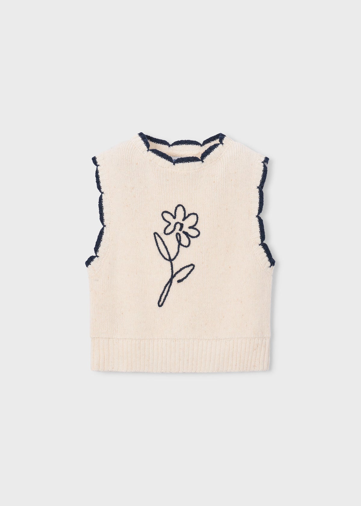 Chaleco tricot flor niña