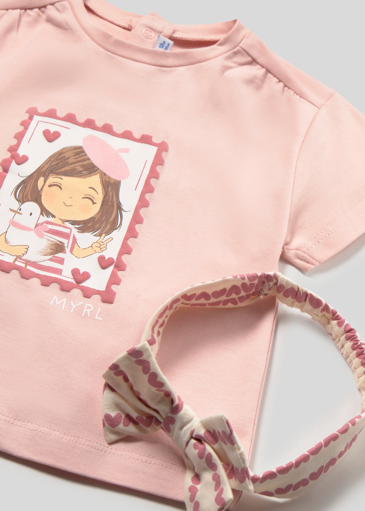Camiseta con diadema estampada bebé
