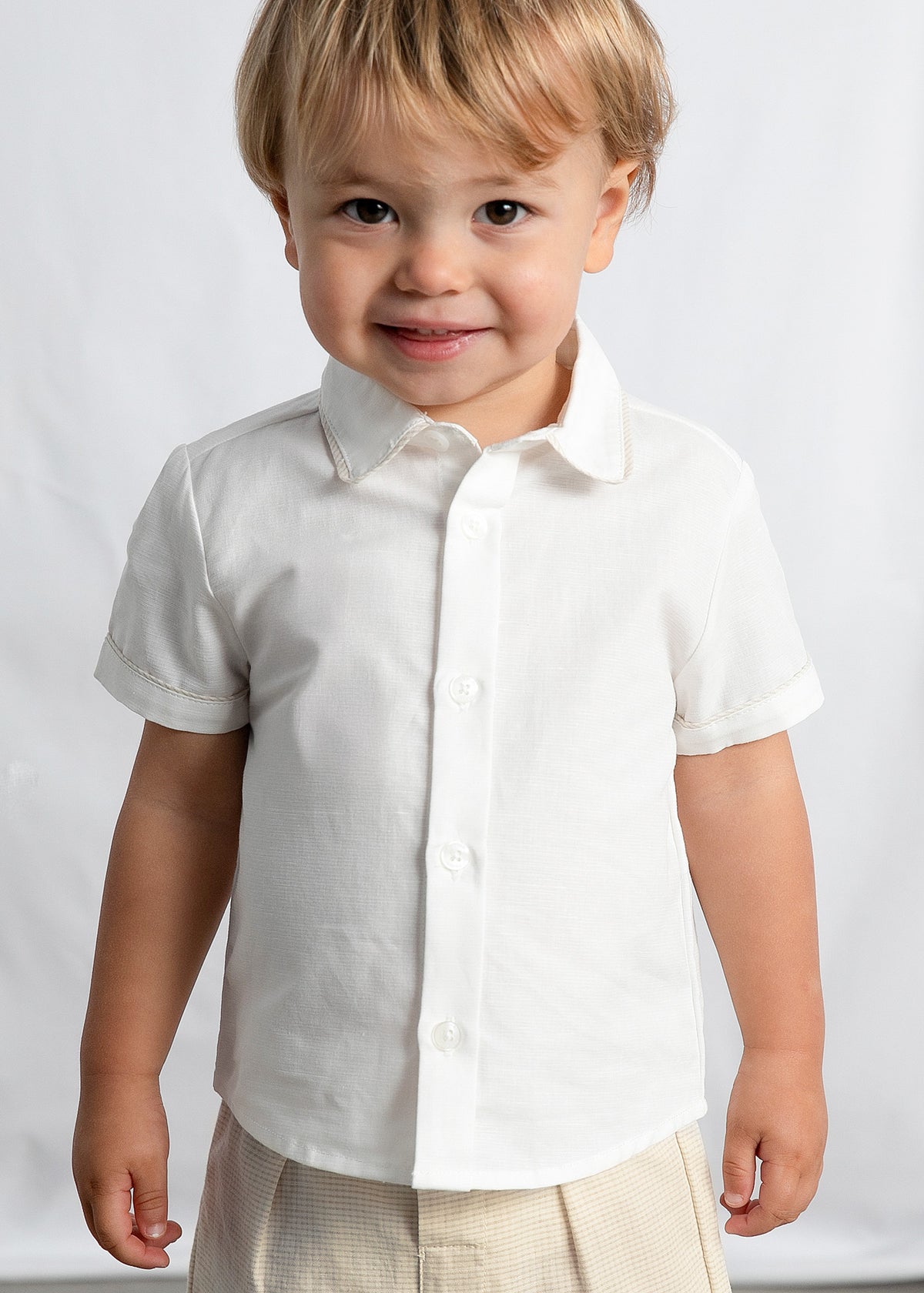 Conjunto bermuda y camisa con lino bebé