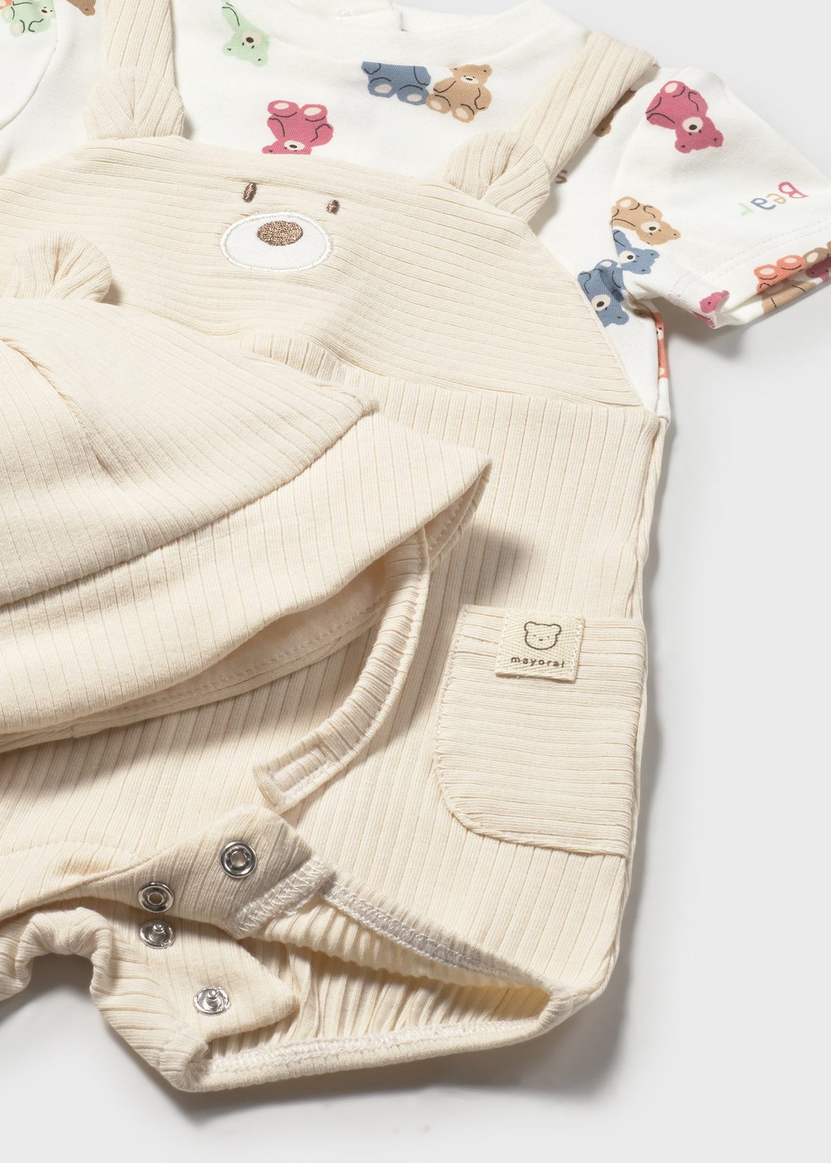 Pelele peto simulado osito con gorro recién nacido