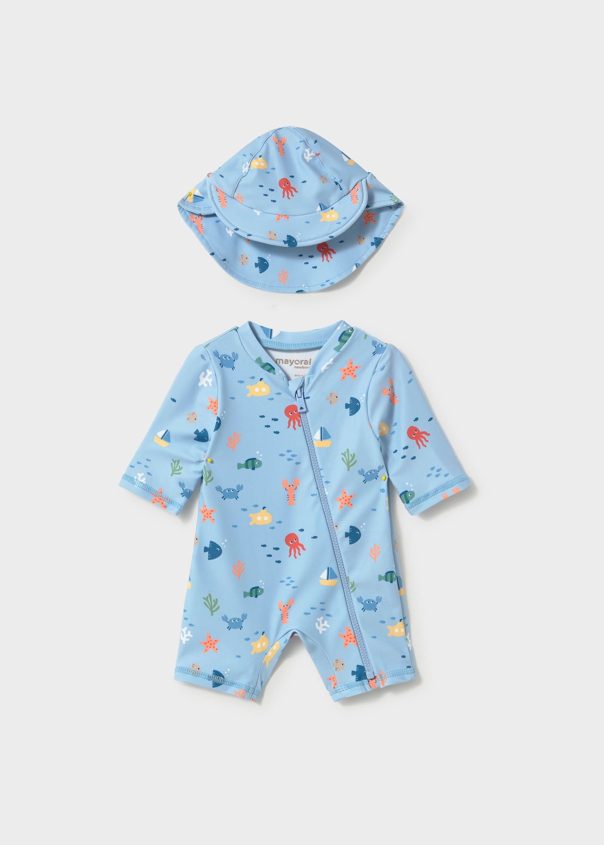 Pelele baño con gorro protección solar recién nacido