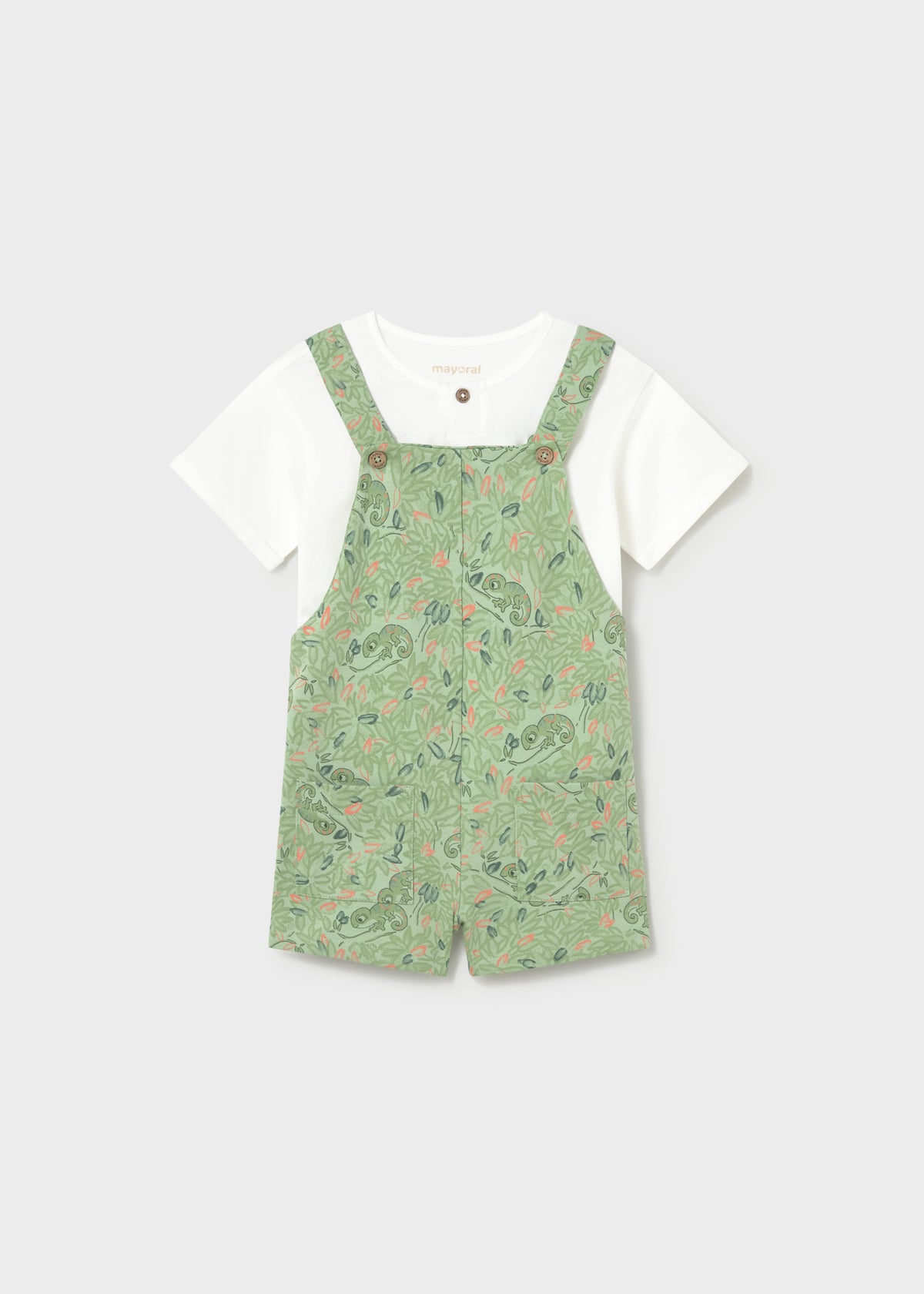 Conjunto peto estampado y camiseta bebé