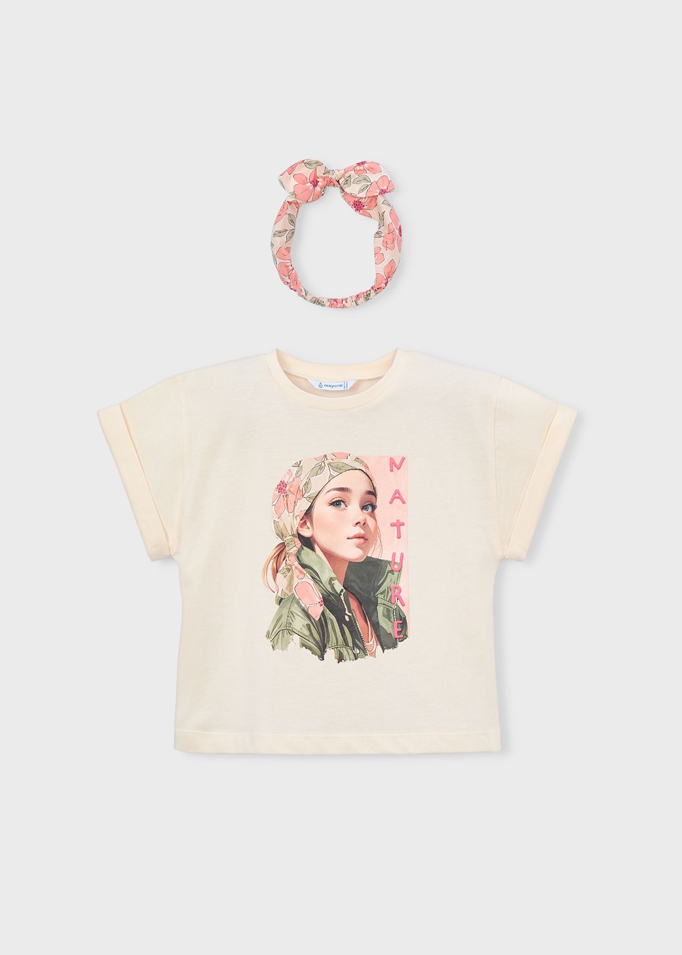 Camiseta con coletero estampado niña