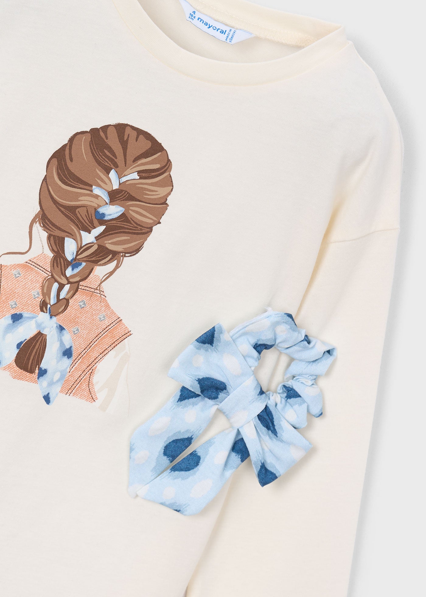 Camiseta de manga larga con coletero niña