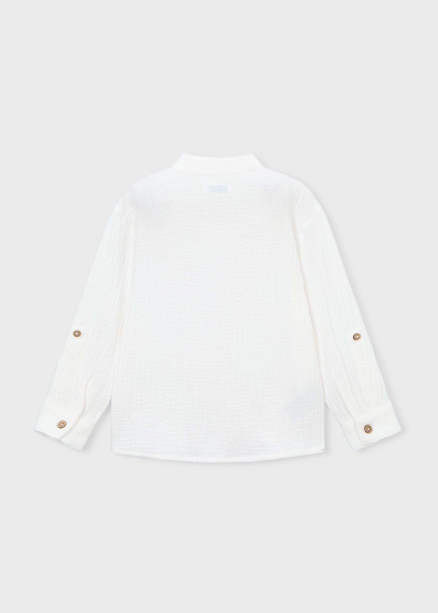 Camisa manga larga bambula cuello mao niño