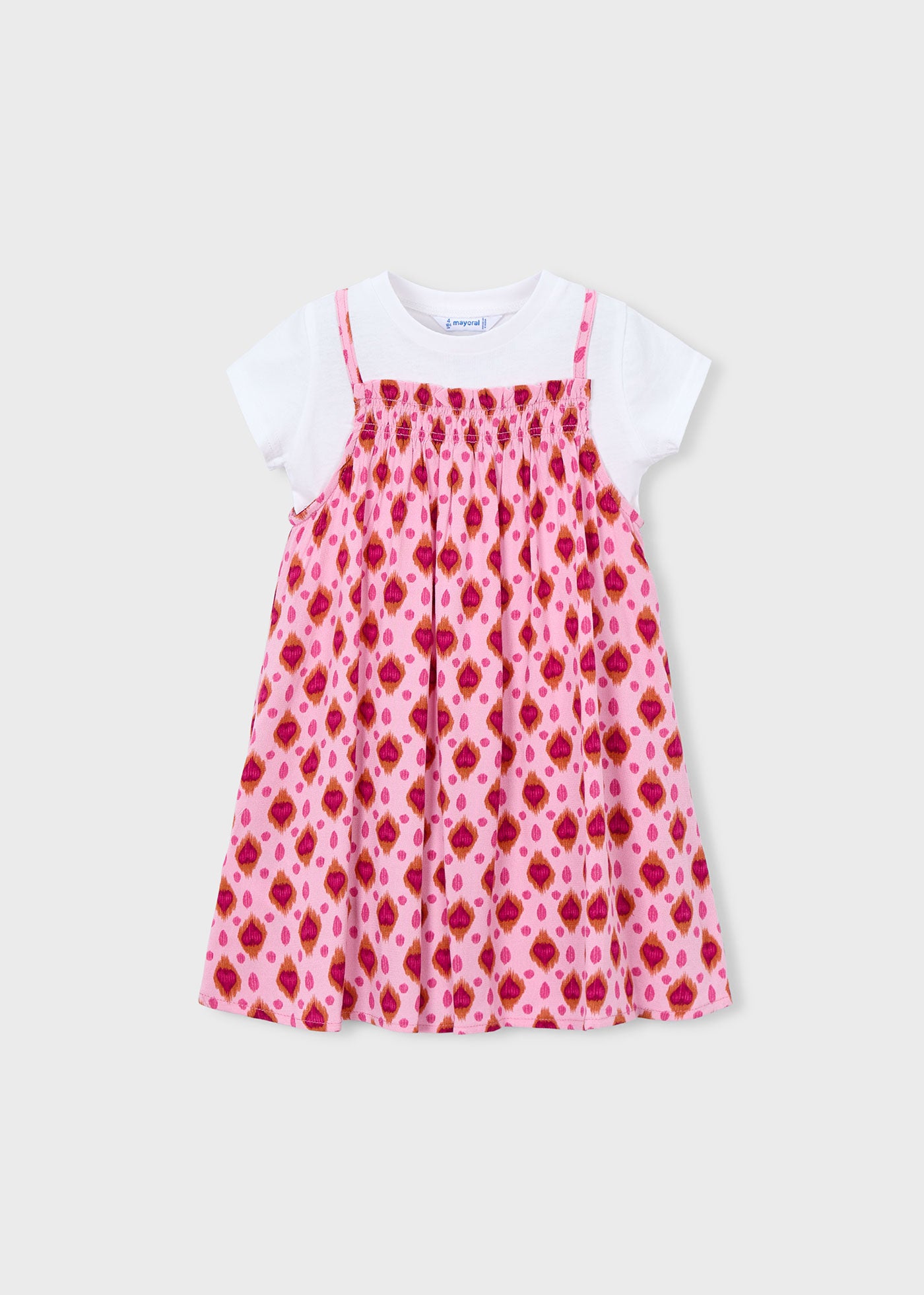 Vestido combinado estampado niña
