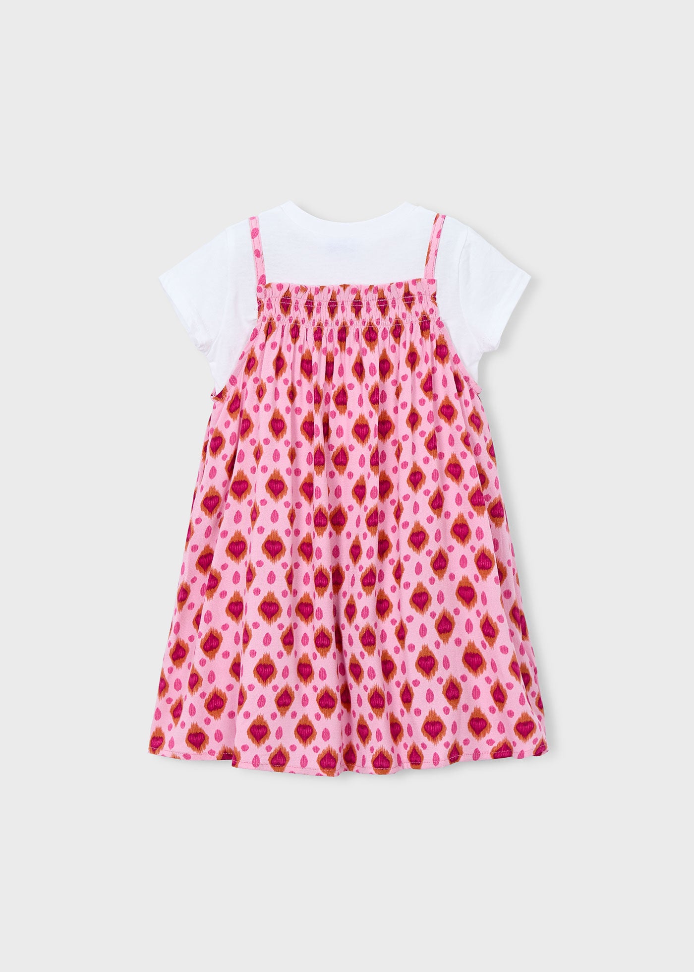 Vestido combinado estampado niña