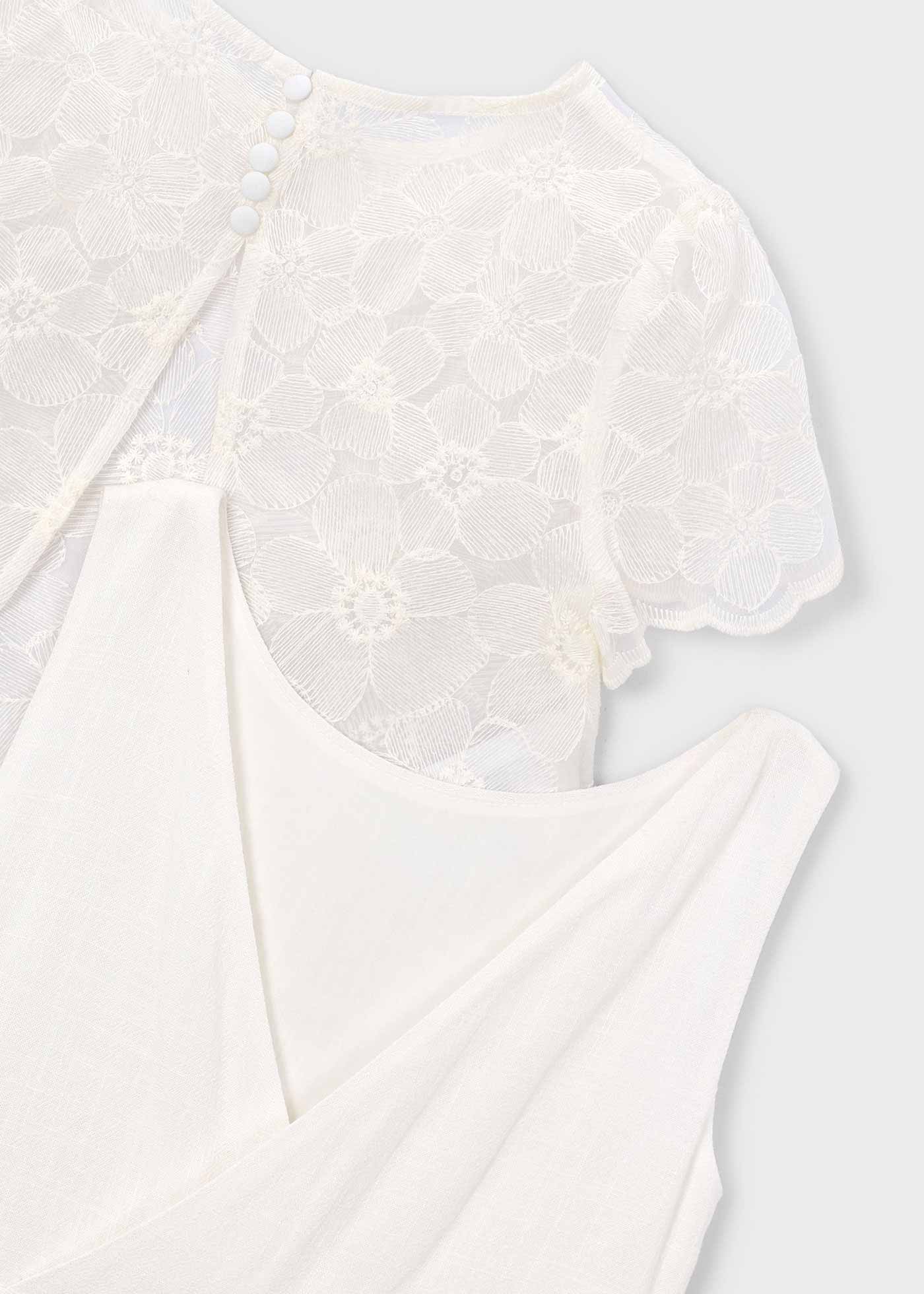 Mono Comunión con top de organza niña