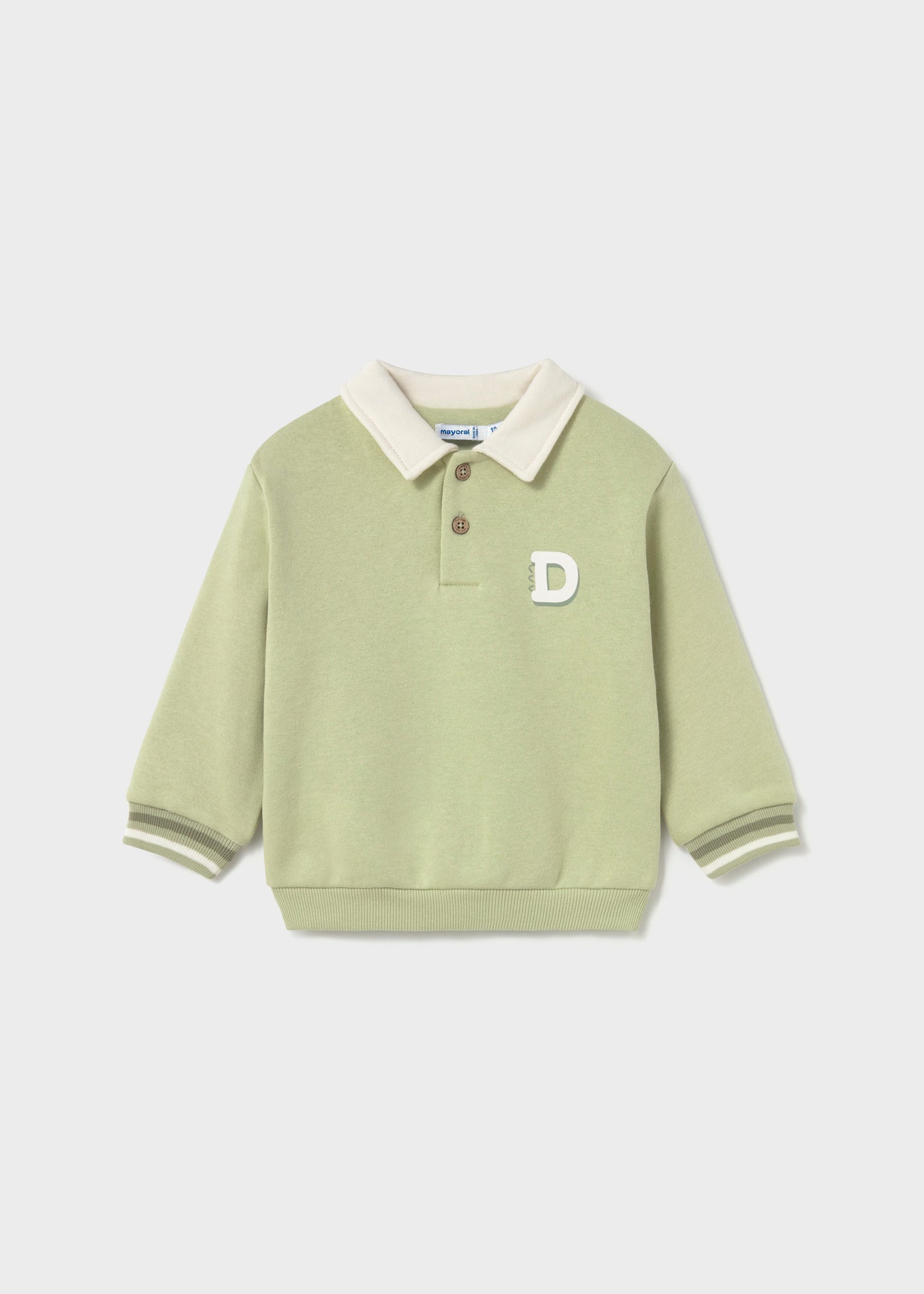Sudadera cuello polo serigrafía bebé