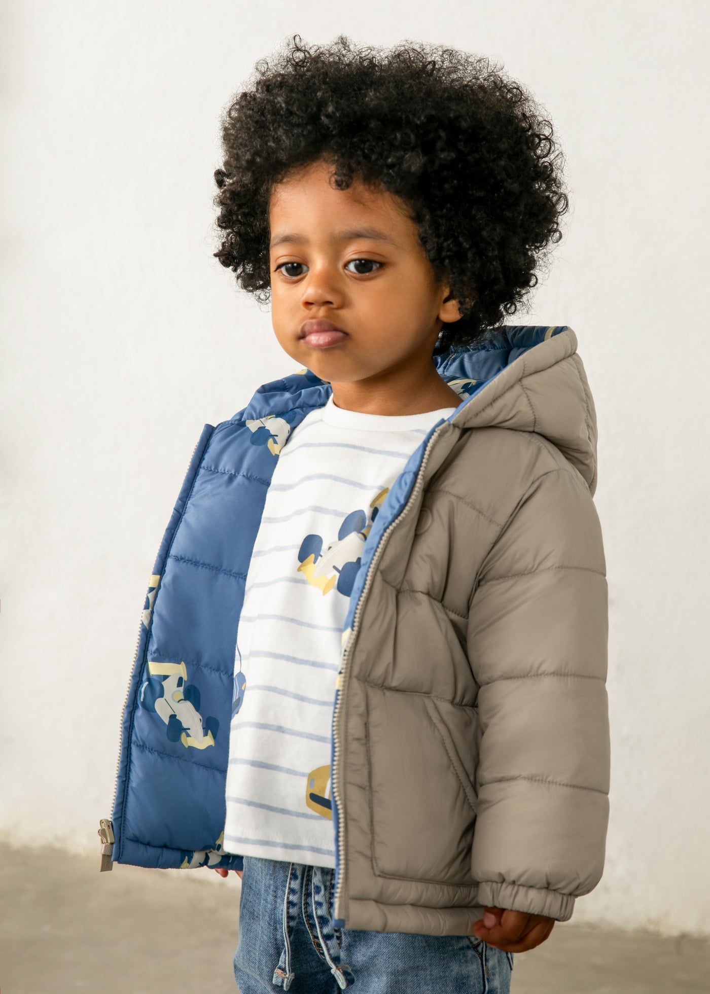 Chaquetón soft reversible estampado bebé