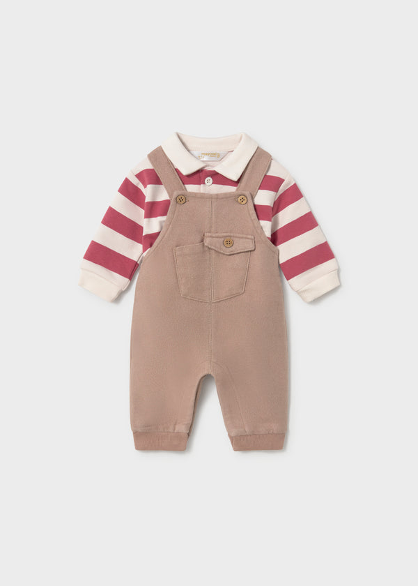 Conjunto peto y polo rayas recién nacido