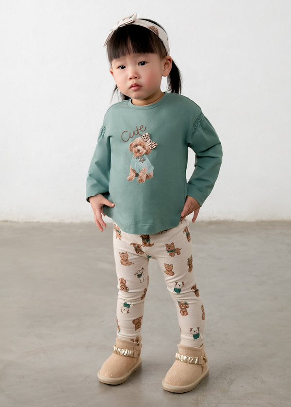 Conjunto con diadema y legging estampado bebé