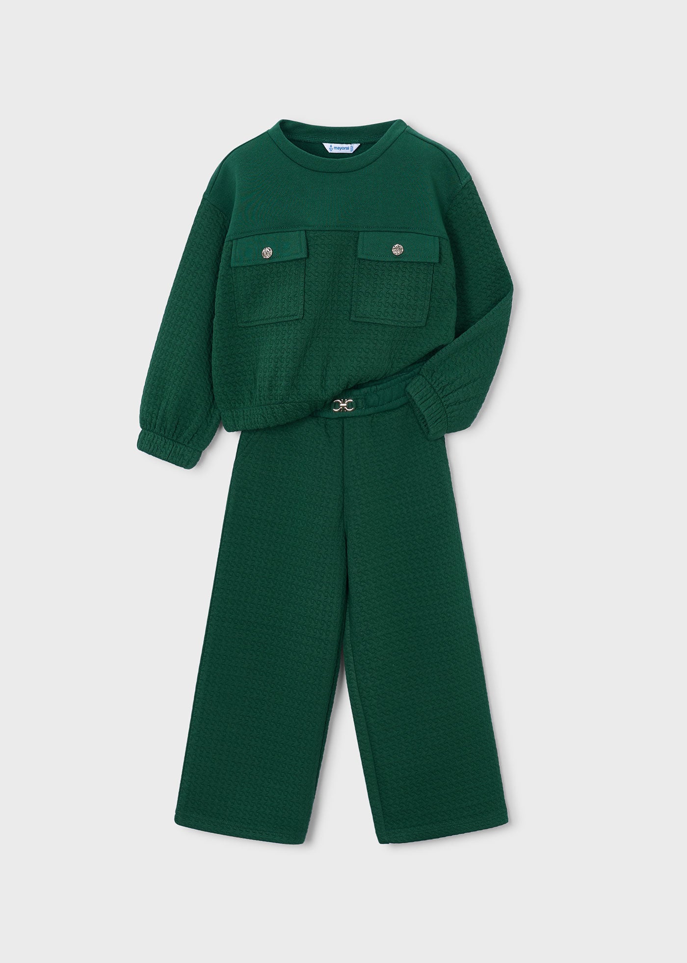 Conjunto sudadera bolsillos y pantalón niña