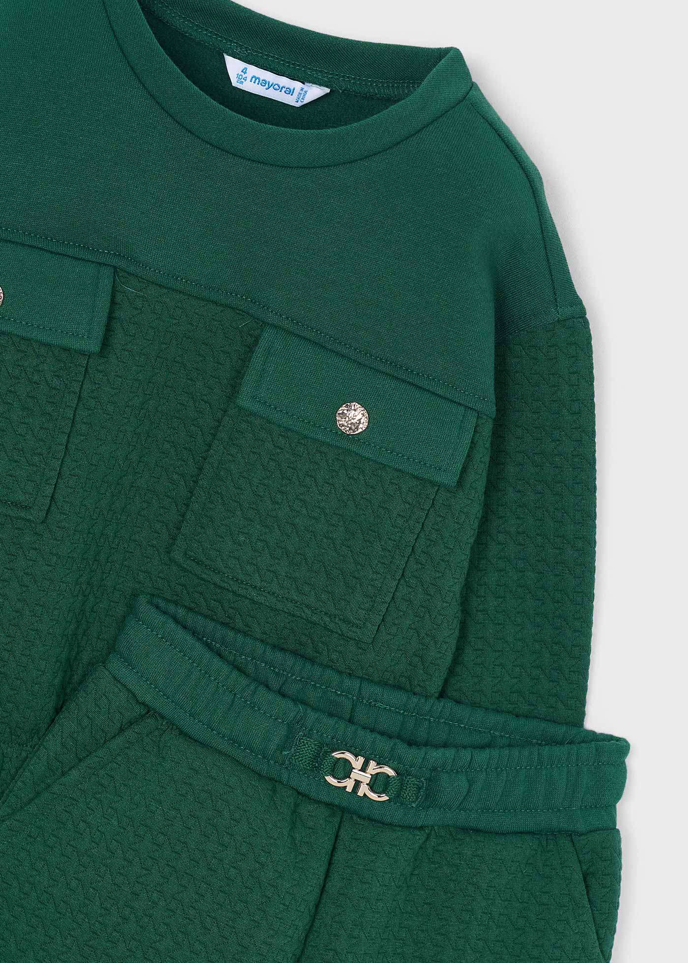 Conjunto sudadera bolsillos y pantalón niña