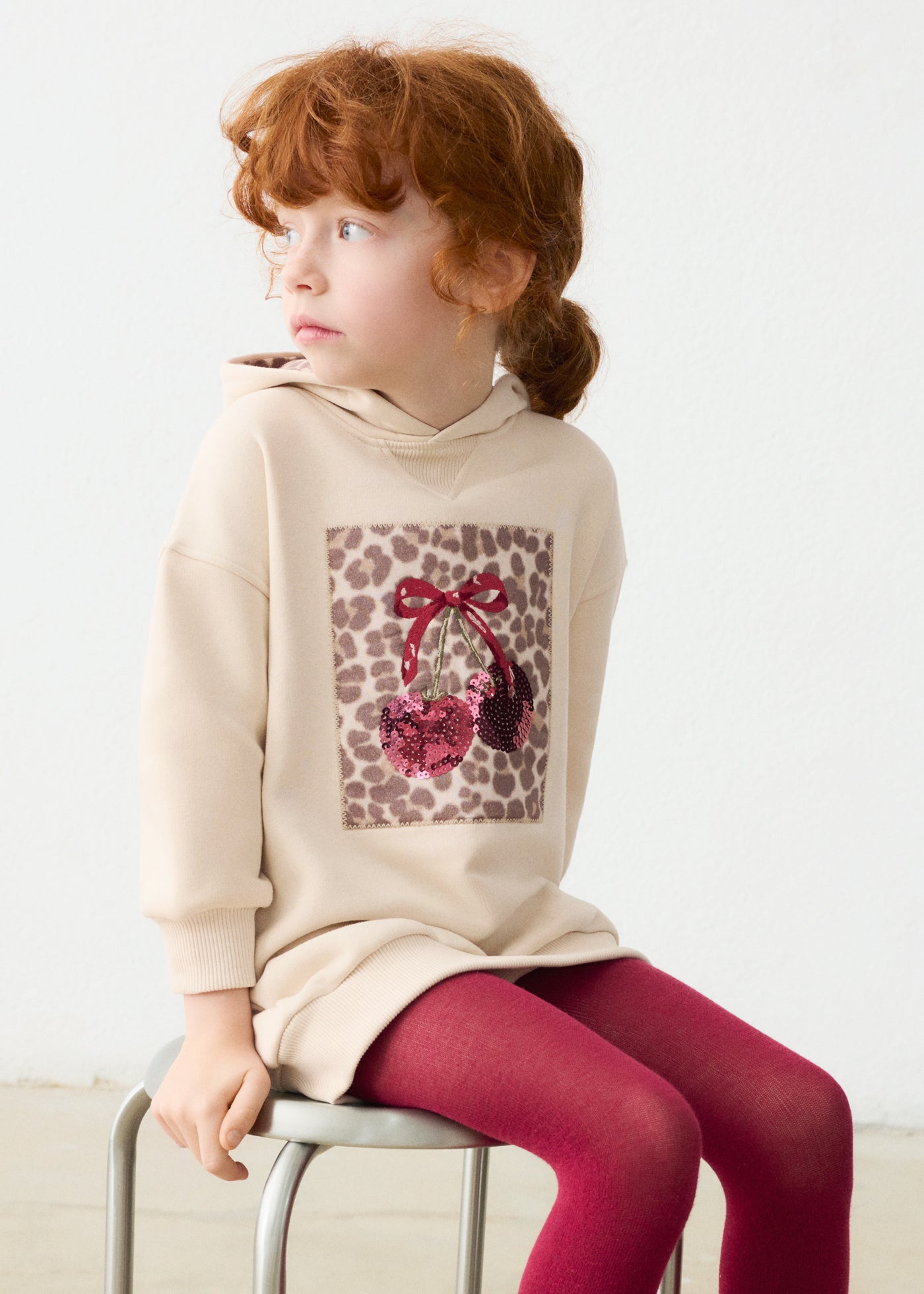 Vestido felpa con capucha niña