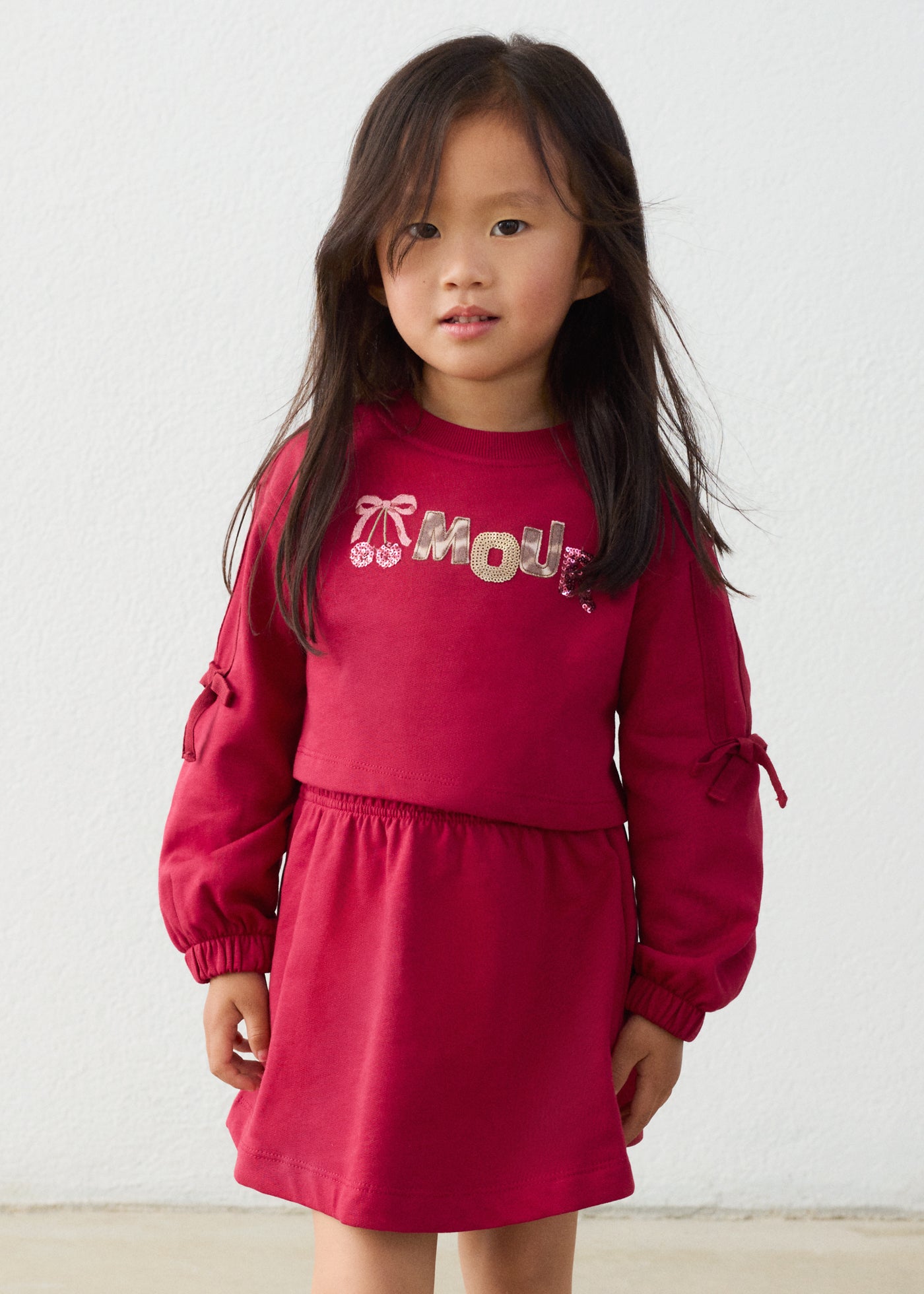 Vestido felpa bordado niña