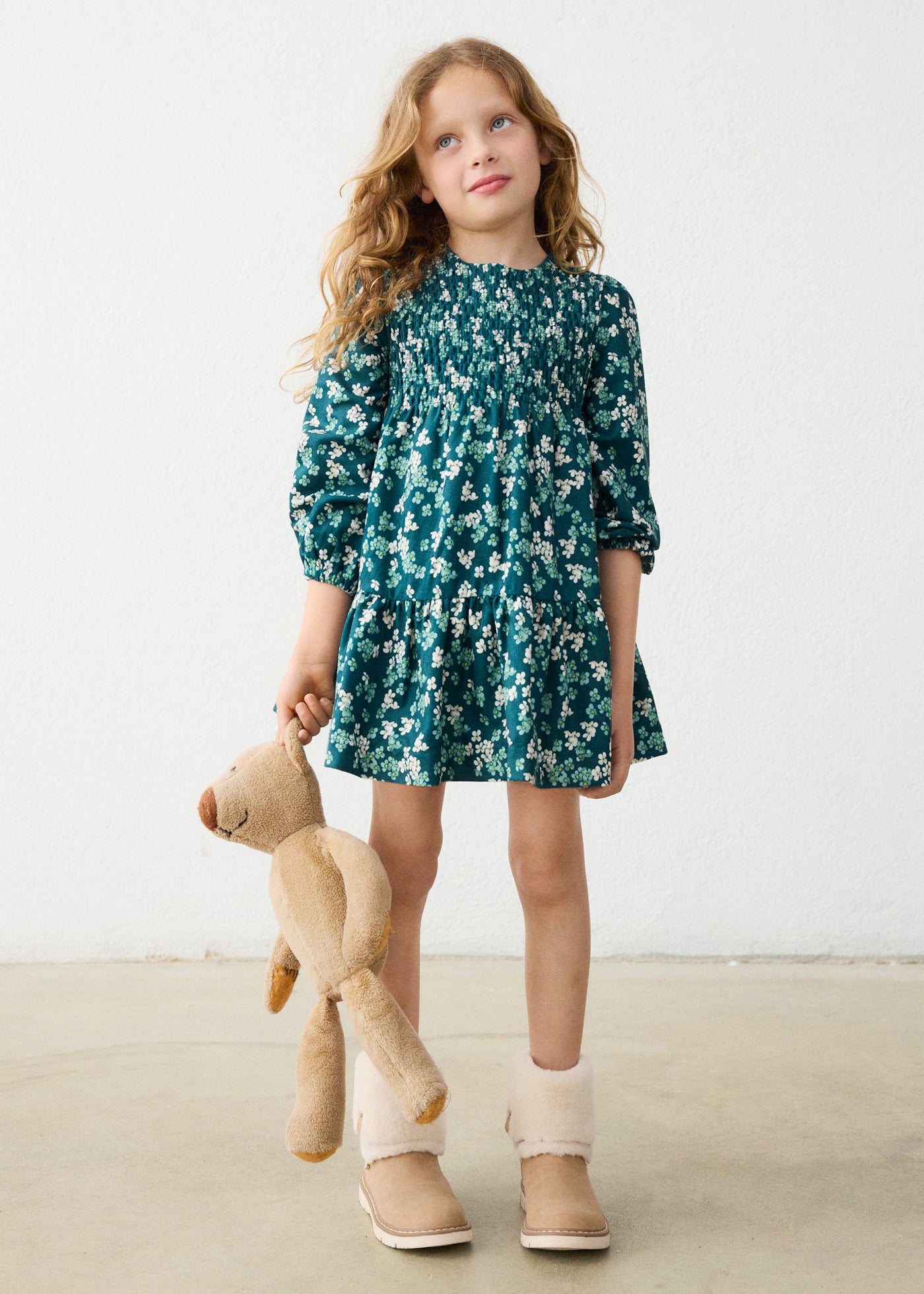 Vestido terciopelo estampado niña