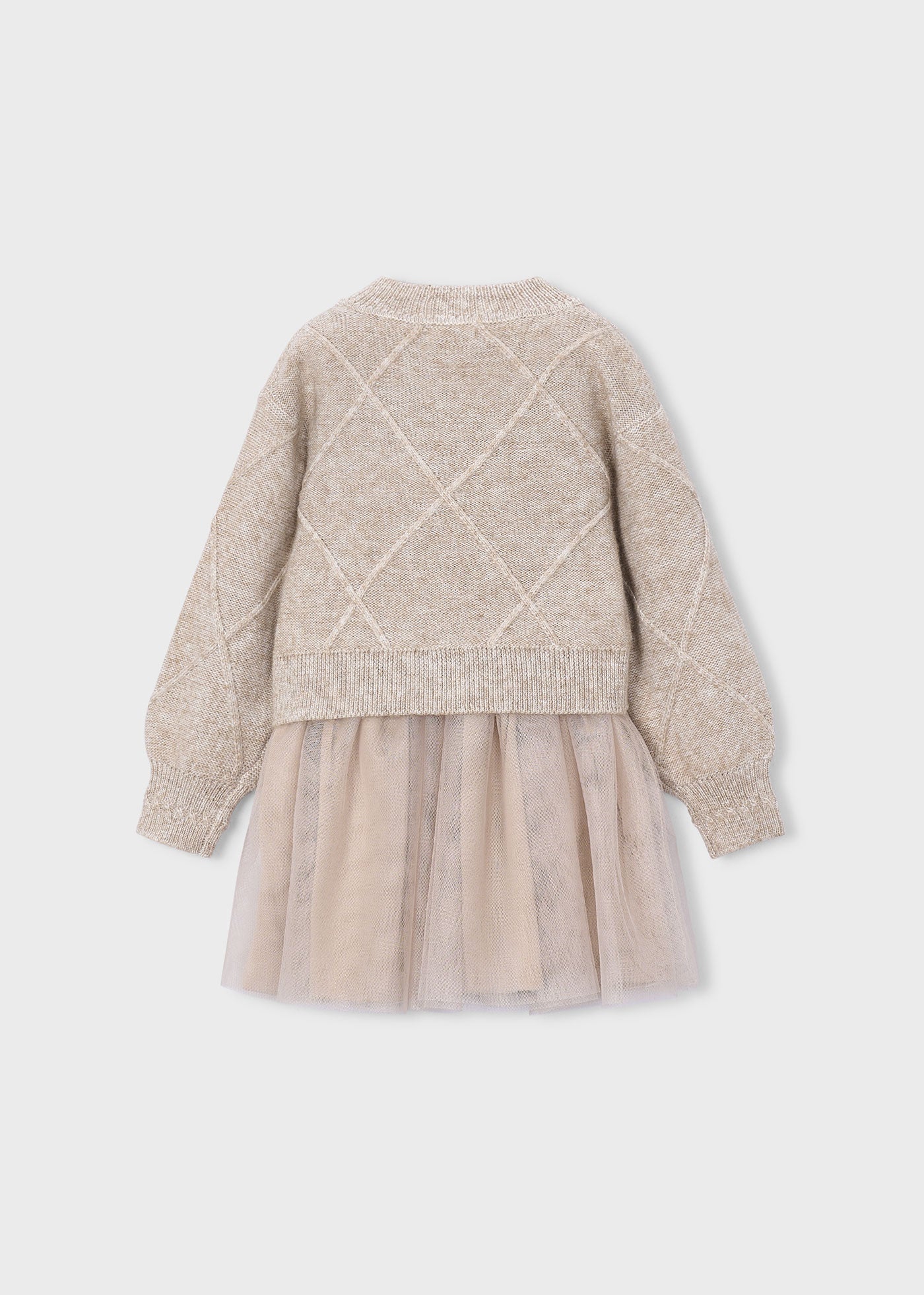 Vestido tricot combinado lazos niña