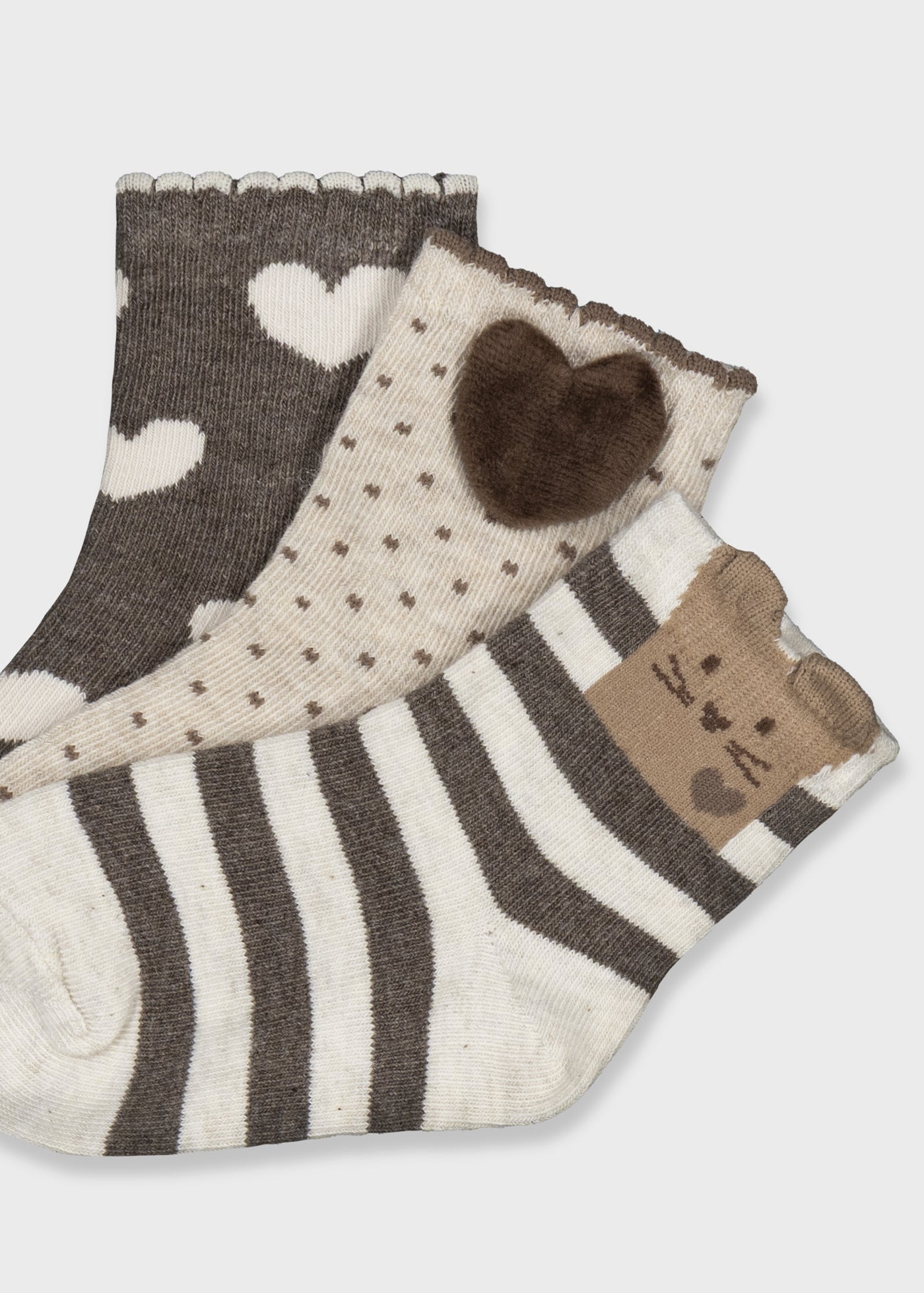 Set 3 calcetines corazones bebé
