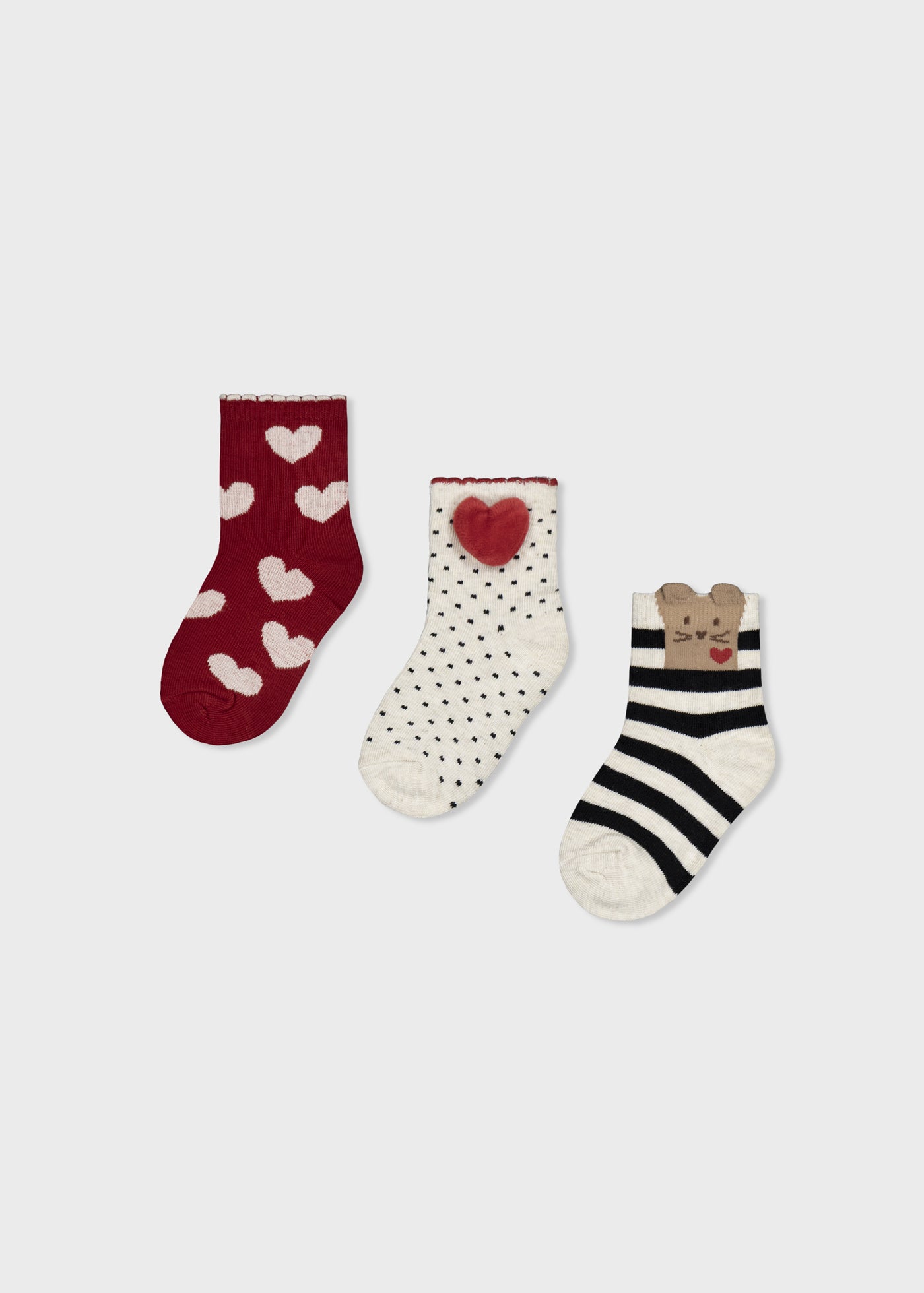 Set 3 calcetines corazones bebé