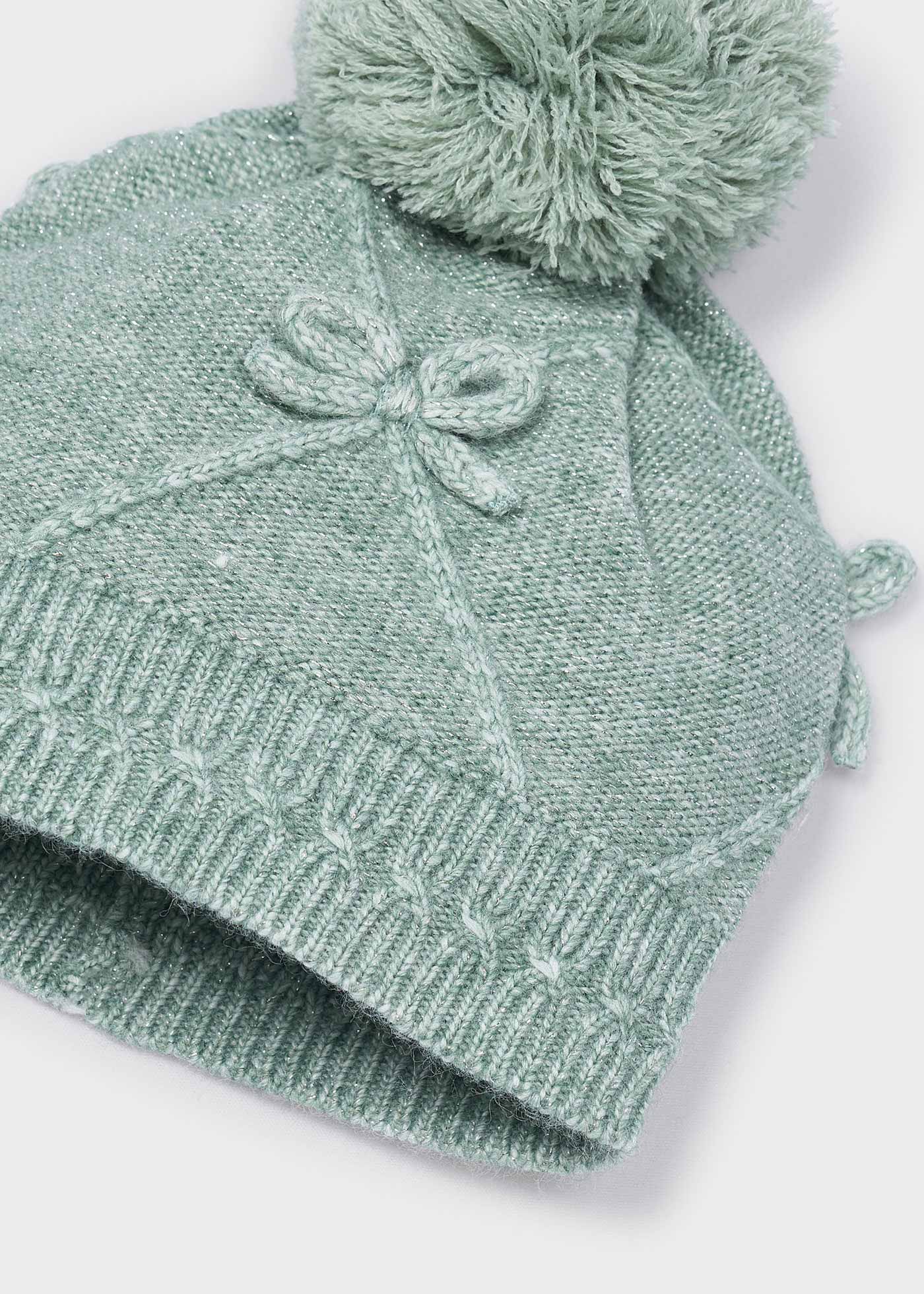 Conjunto gorro y bufanda cuello lazos niña