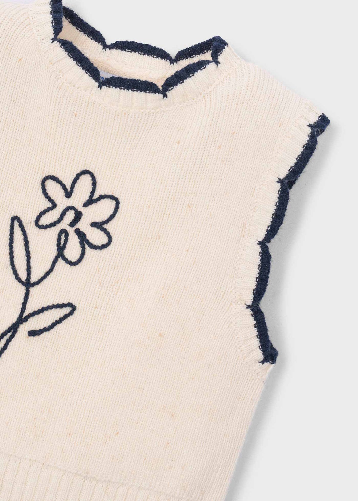 Chaleco tricot flor niña