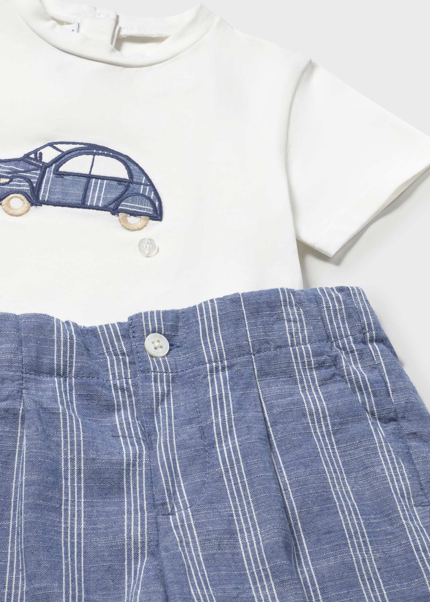 Conjunto bermuda y camiseta con lino bebé