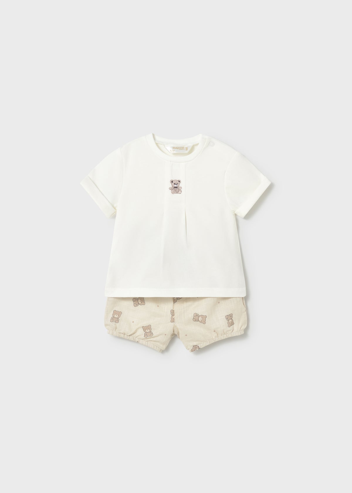 Conjunto pantalón corto estampado y camiseta recién nacido