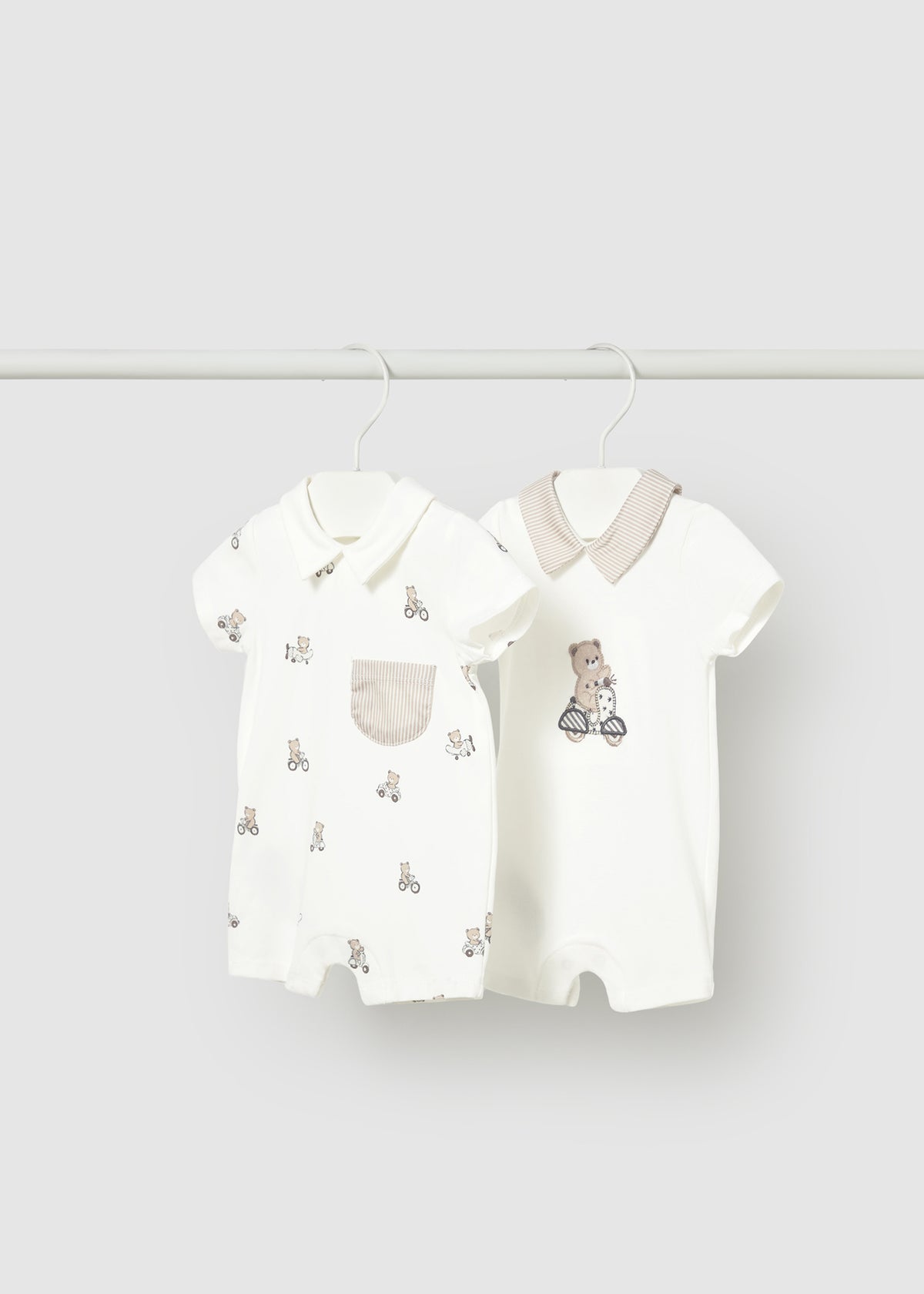 Set 2 pijamas cortos cuello bebé recién nacido