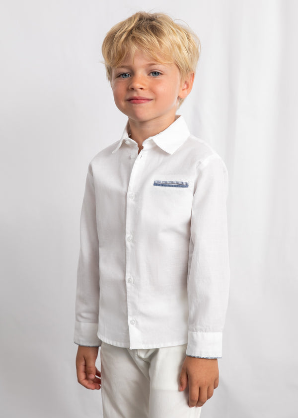 Camisa manga larga con lino vestir niño
