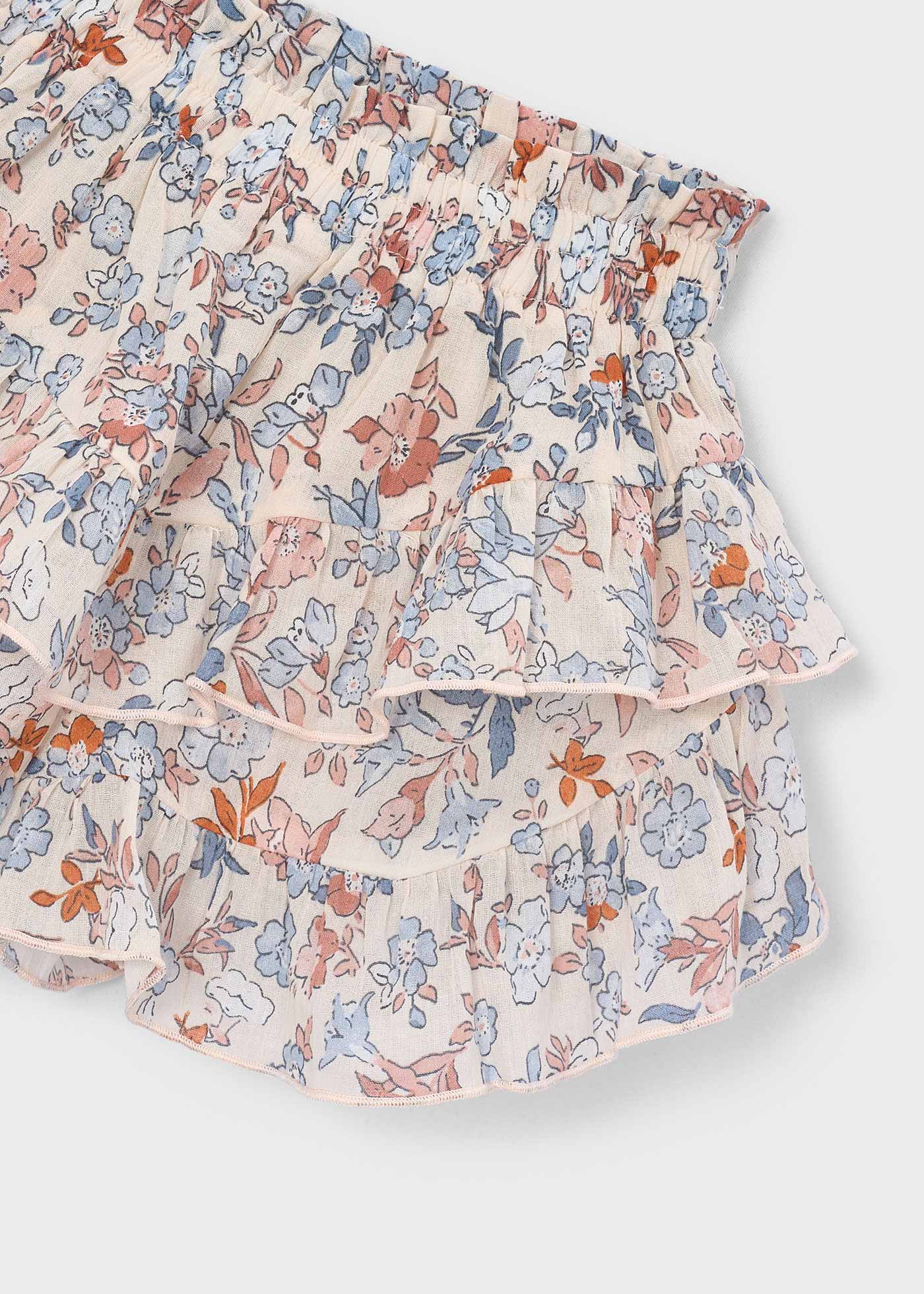 Falda pantalón estampada volantes niña