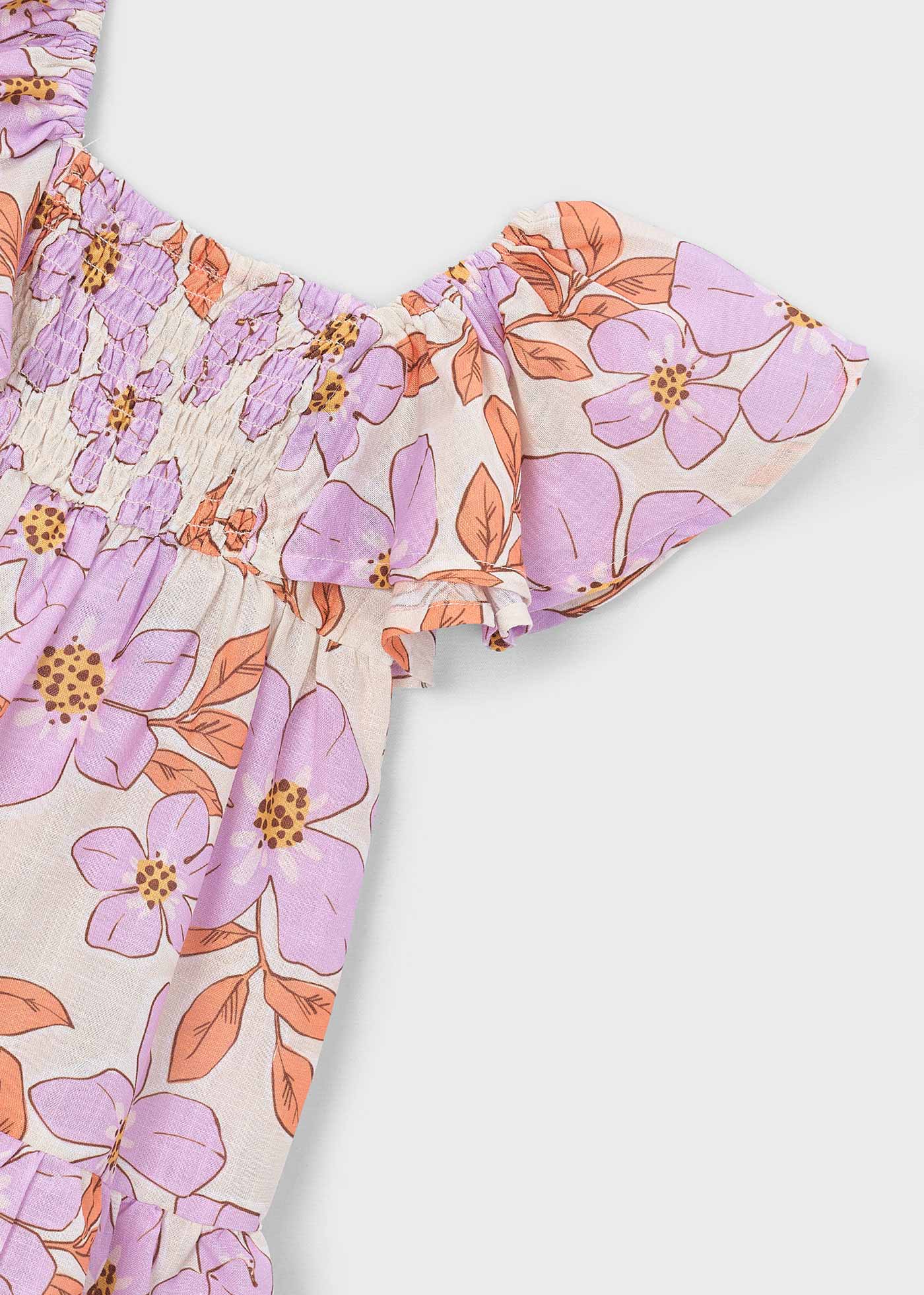 Vestido estampado nido de abeja niña