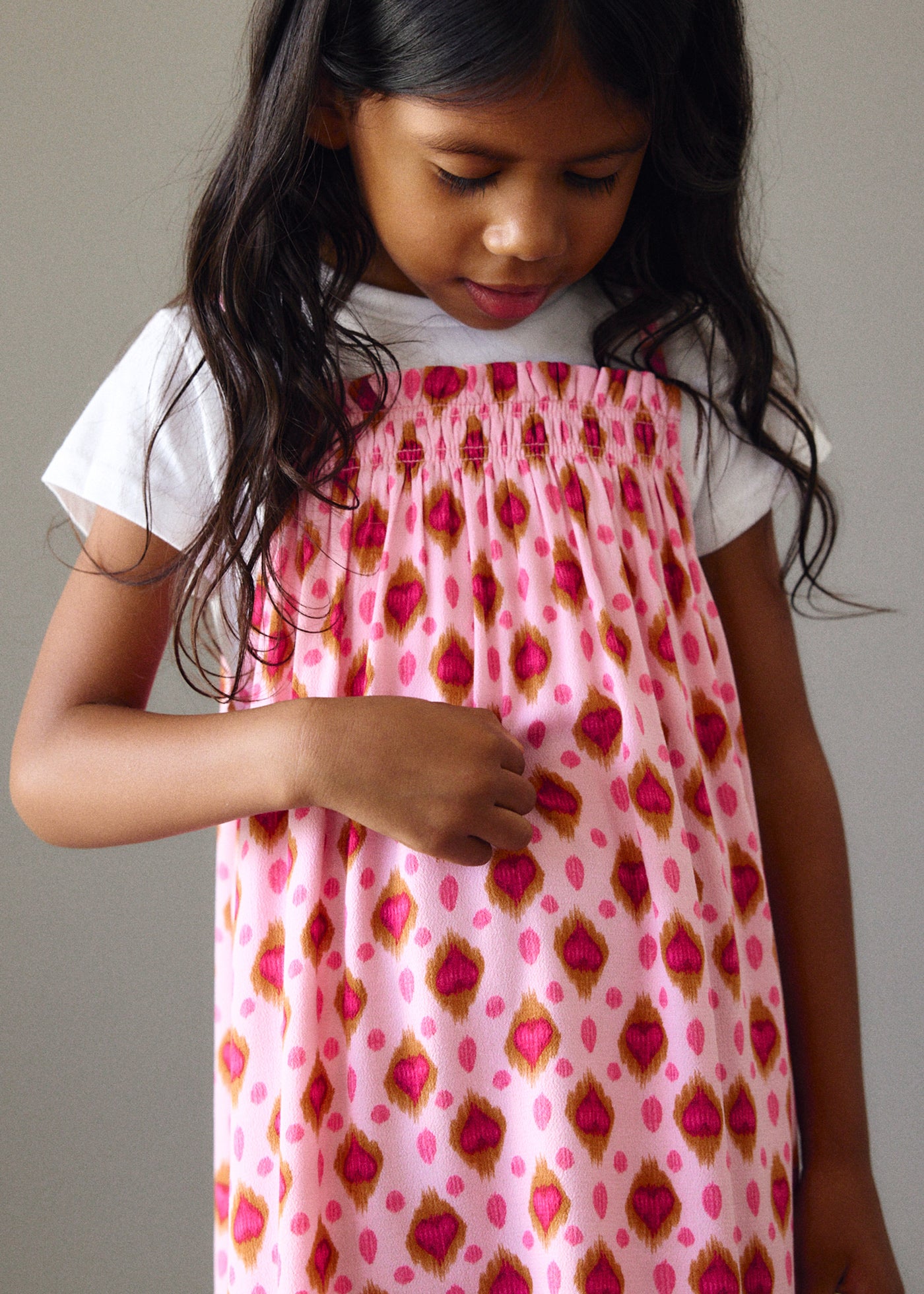 Vestido combinado estampado niña