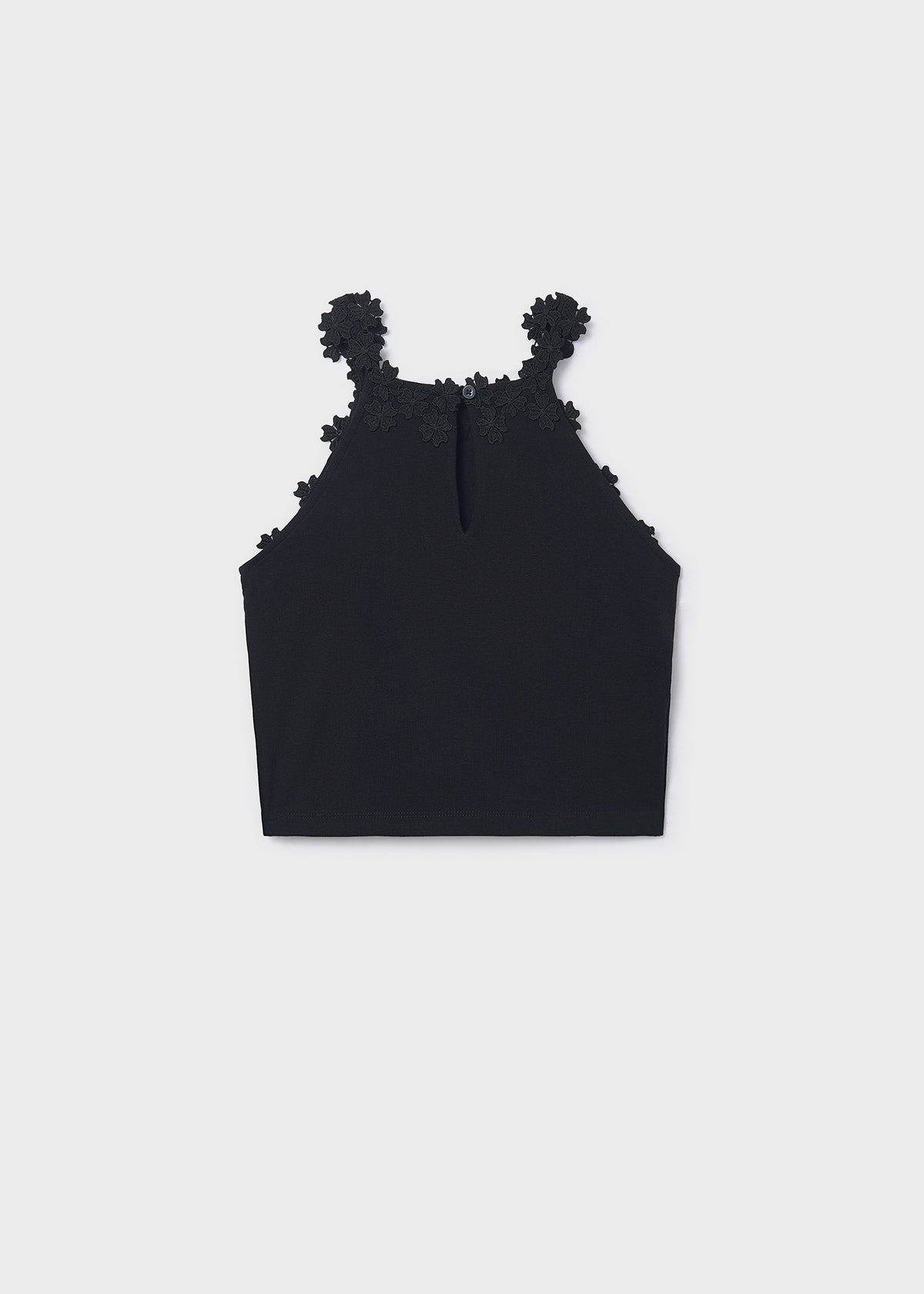 Top con detalle floral en tirantes chica