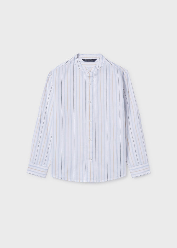 Camisa manga larga cuello mao chico