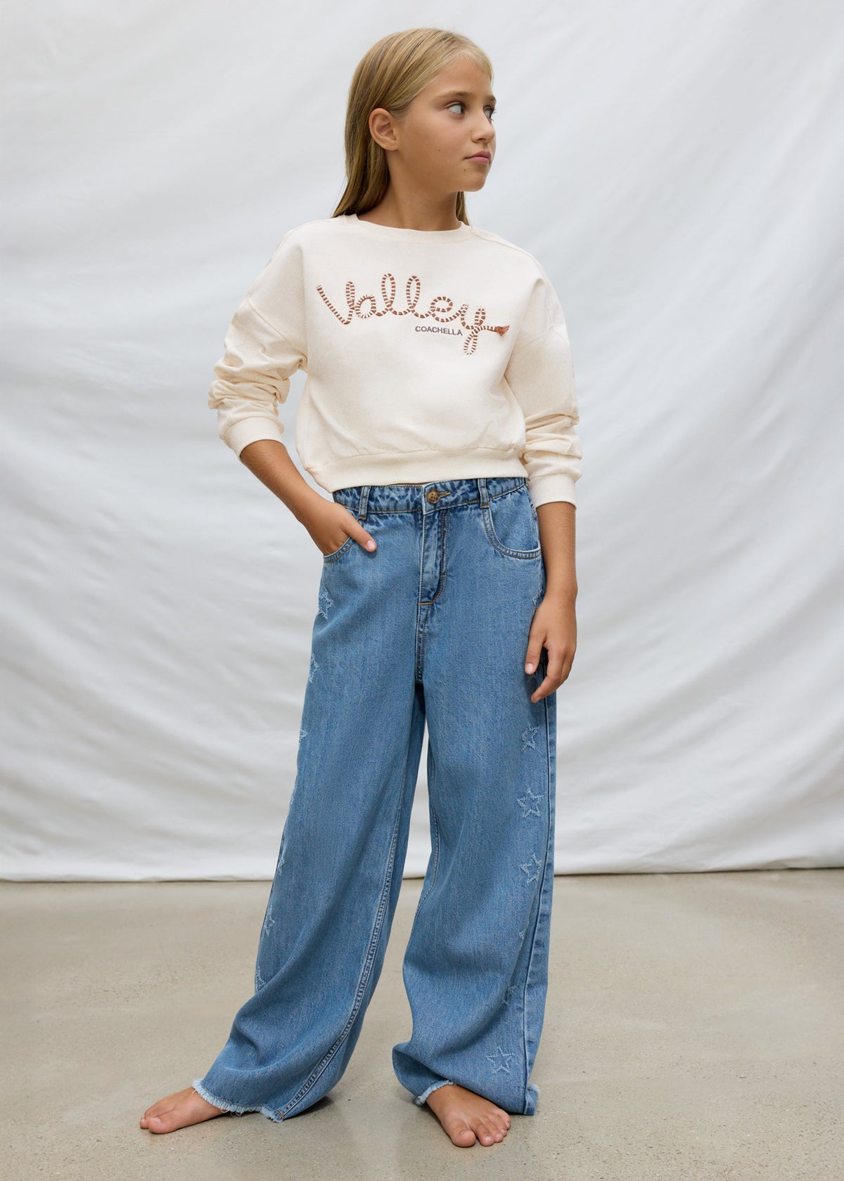 Pantalon largo tejano fluido