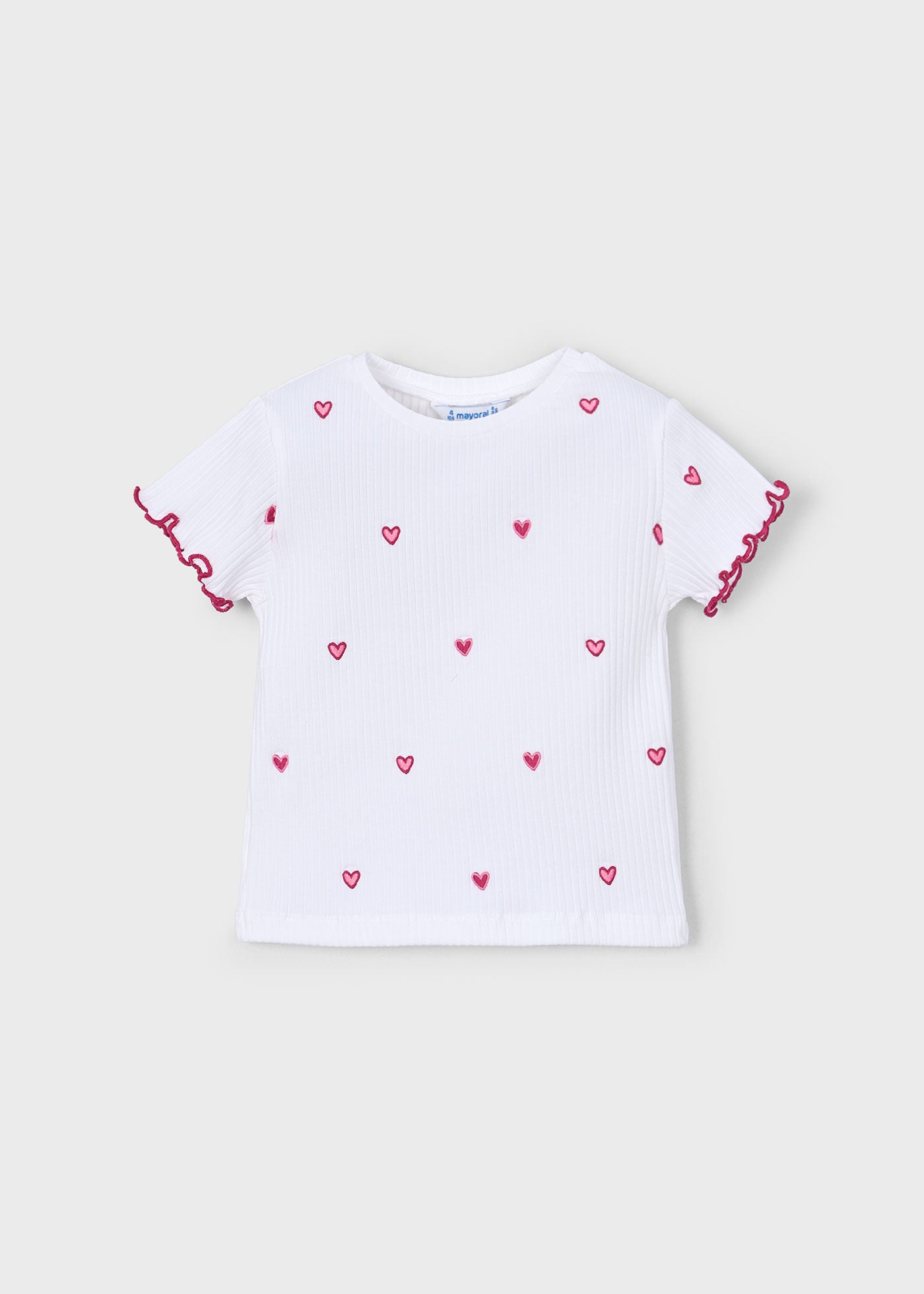 Camiseta canalé corazones niña