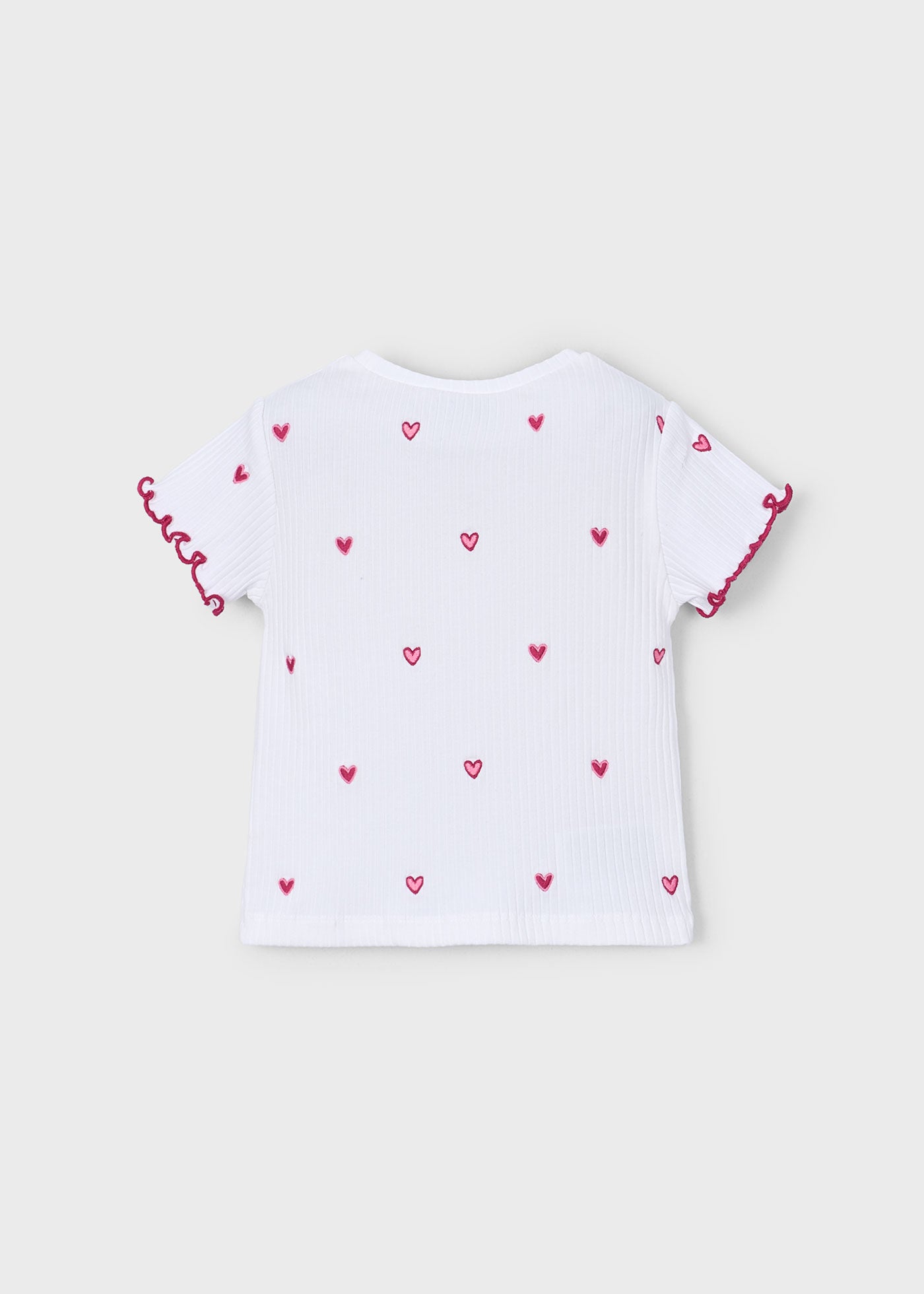 Camiseta canalé corazones niña